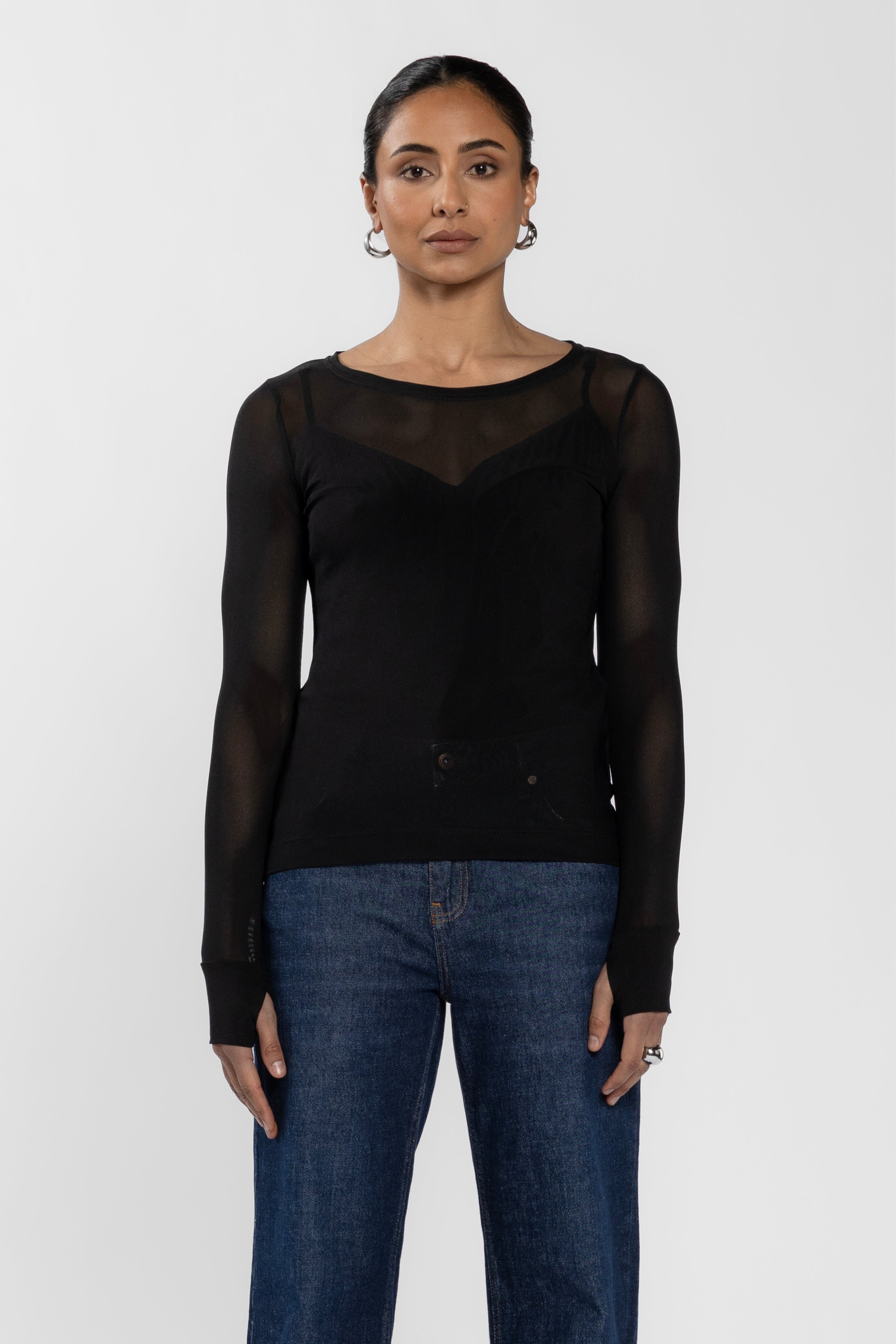 Siri Long Sleeve Mesh Top