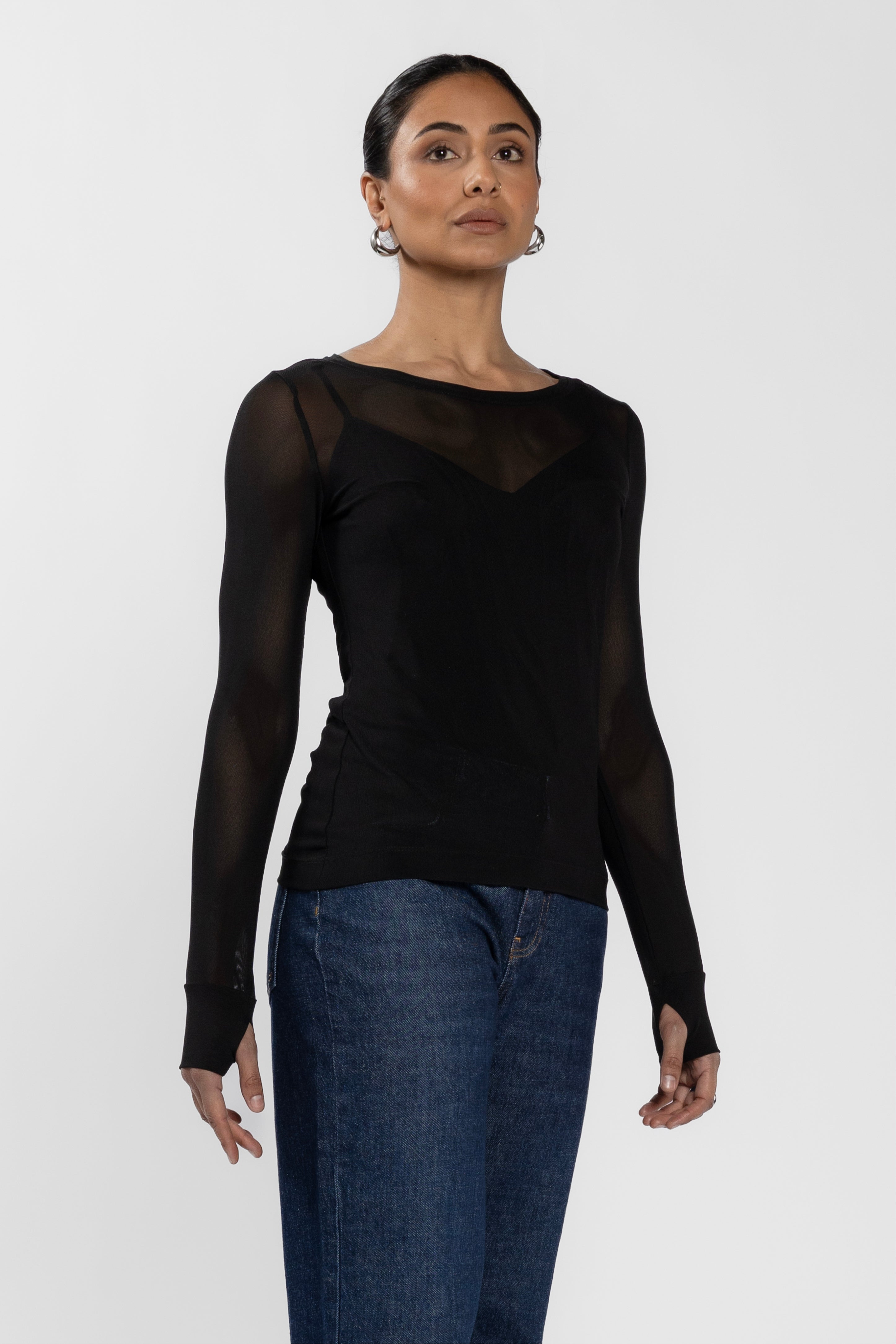 Siri Long Sleeve Mesh Top