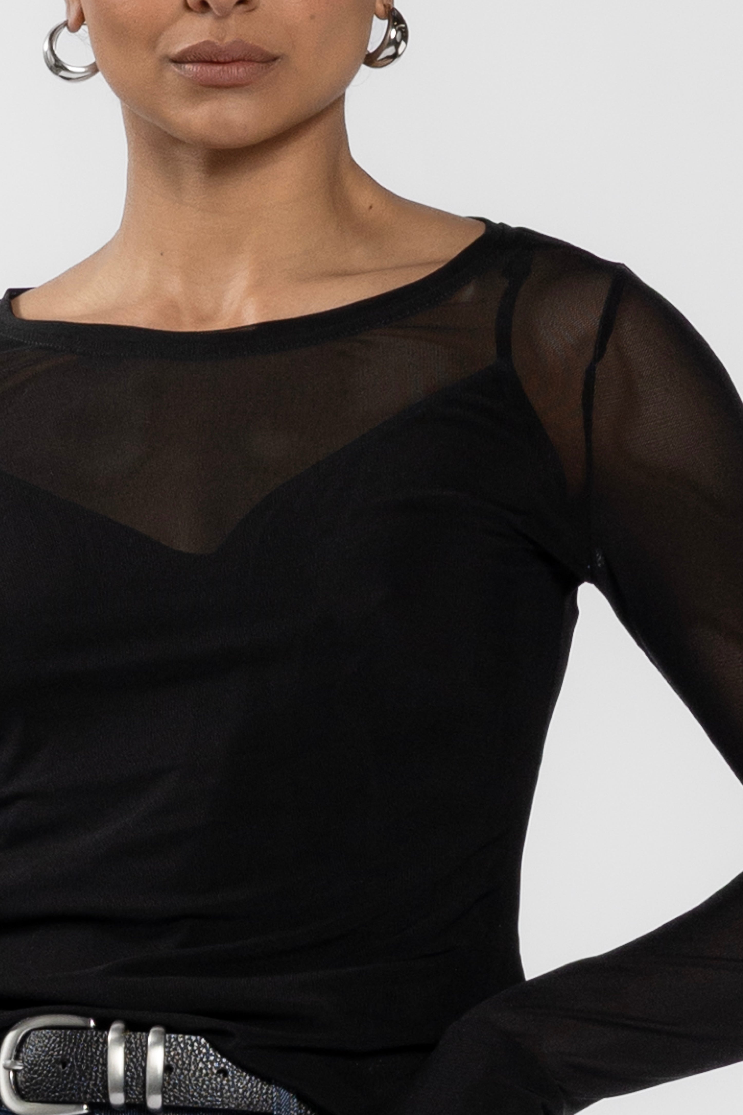 Siri Long Sleeve Mesh Top