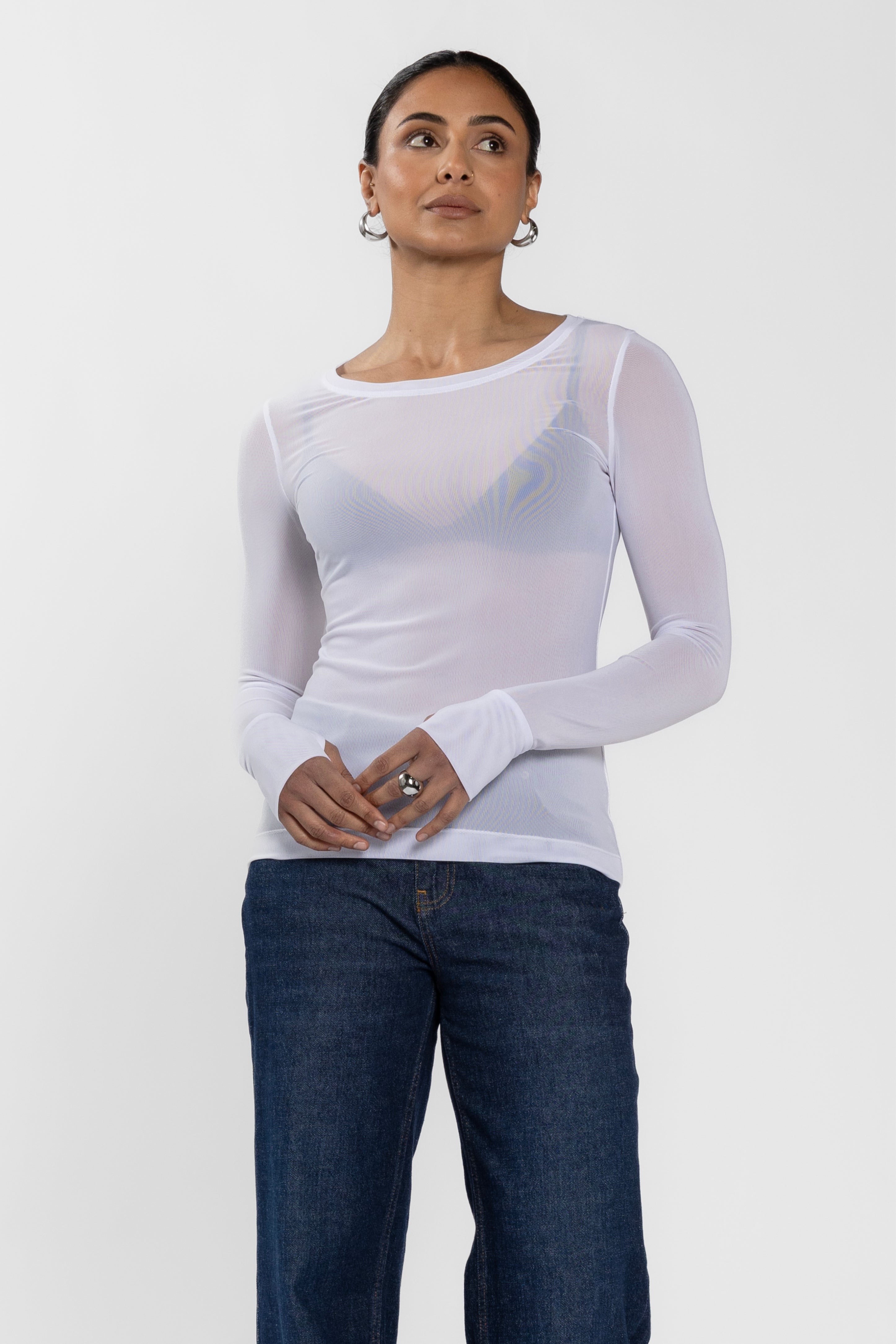 Siri Long Sleeve Mesh Top