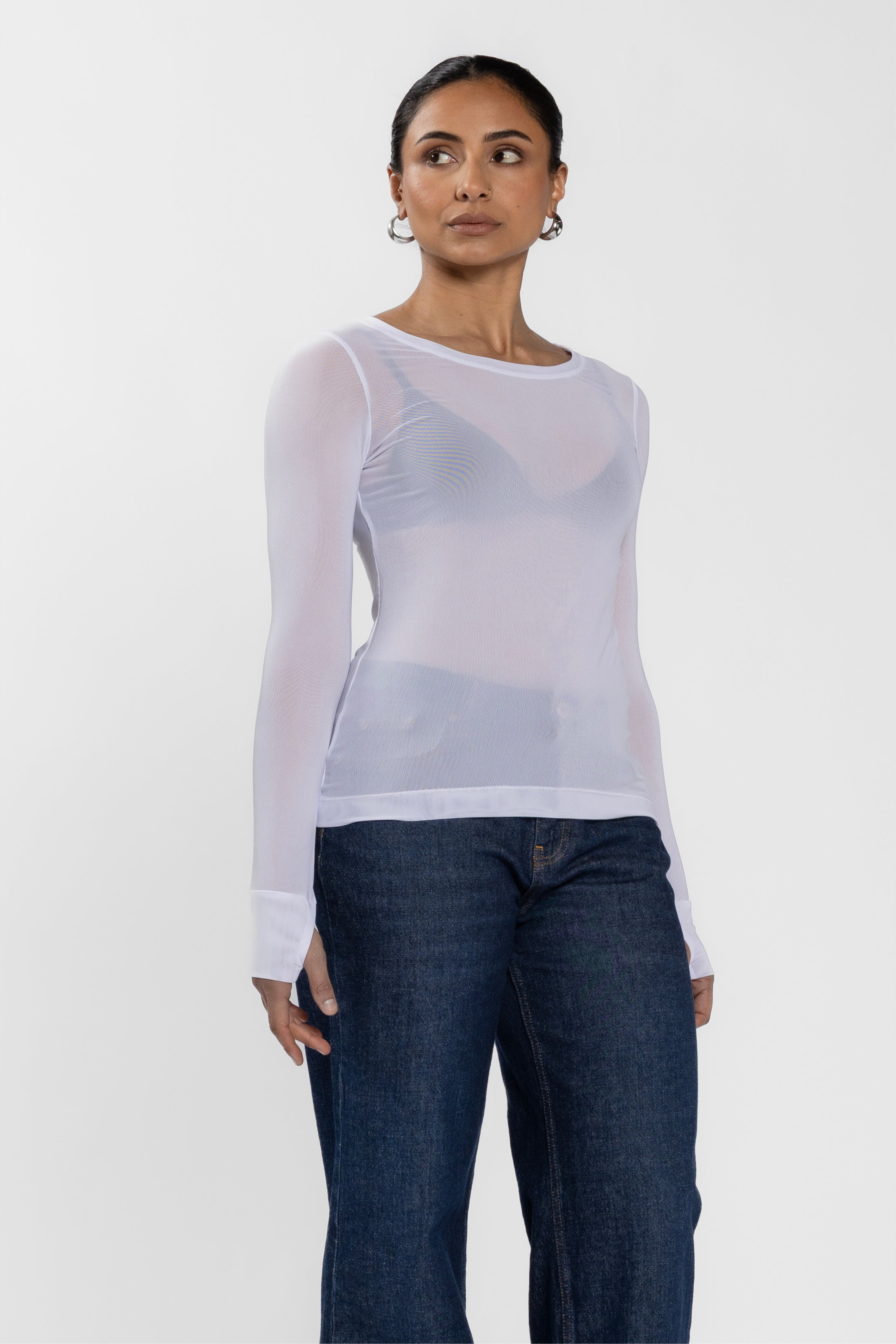 Siri Long Sleeve Mesh Top