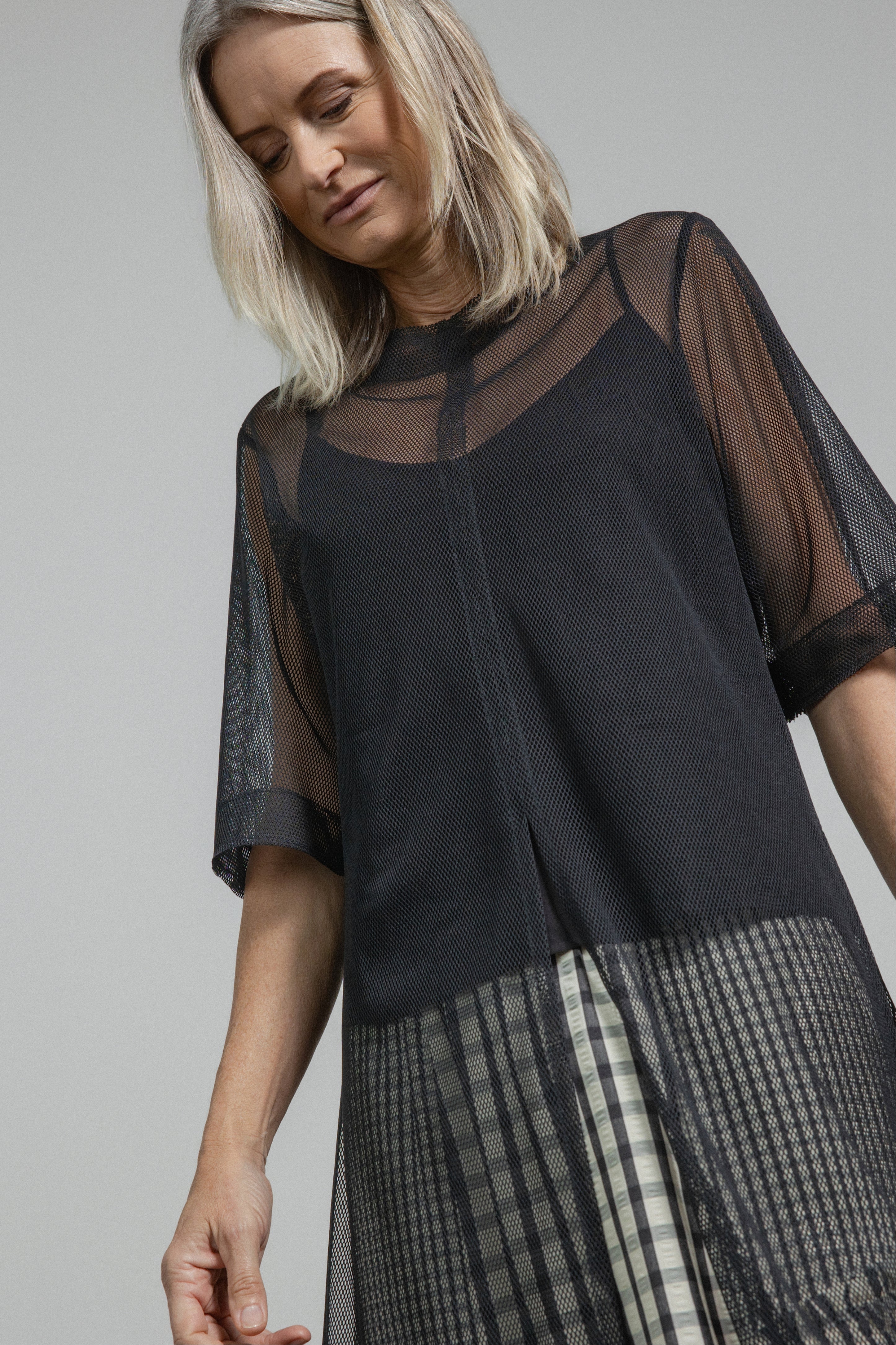 Torino Long Mesh Tunic & Cami in Black | REPERTOIRE | Repertoire NZ