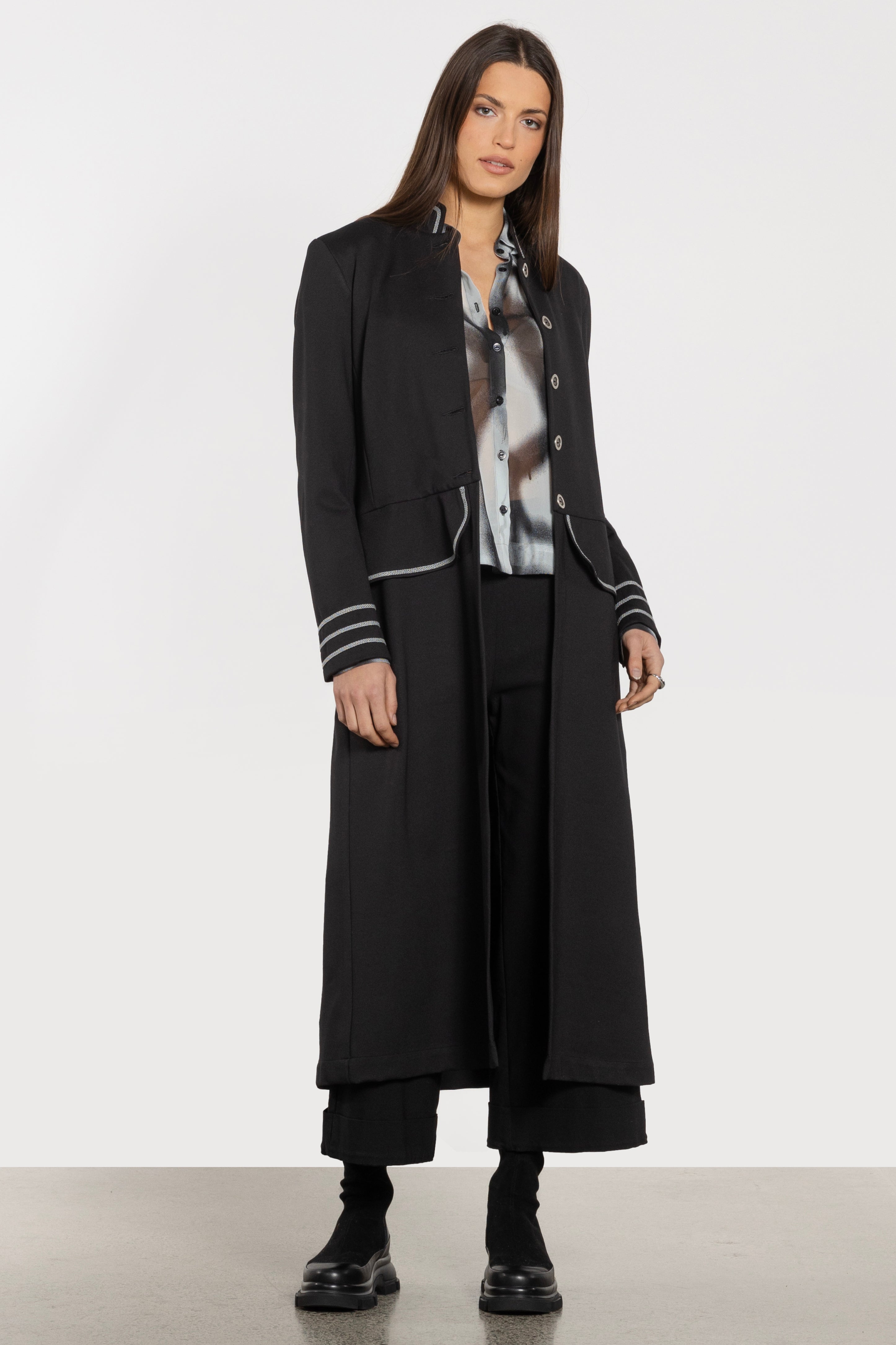 Venice Silver Trim Long Coat