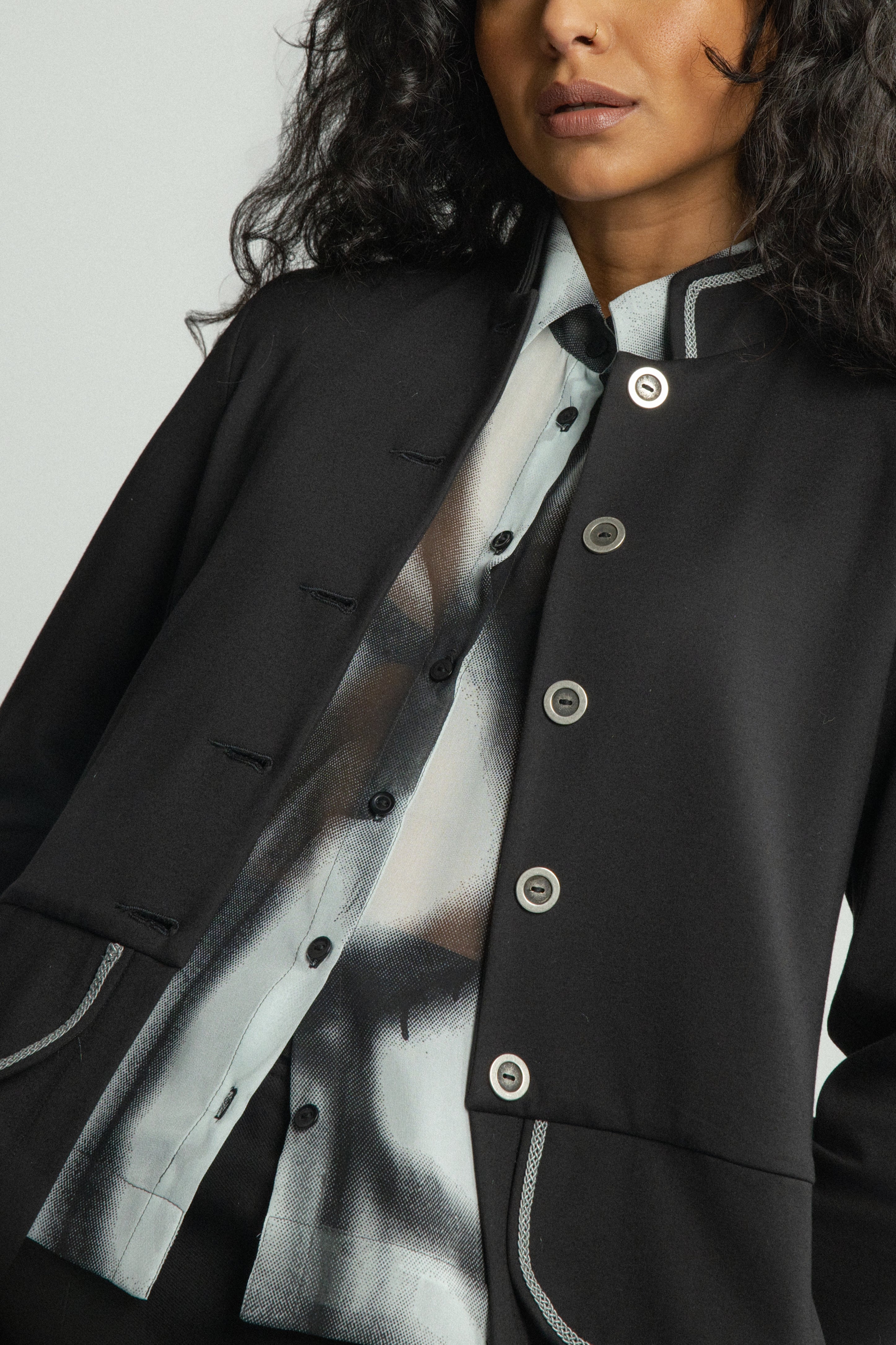 Venice Silver Trim Long Coat