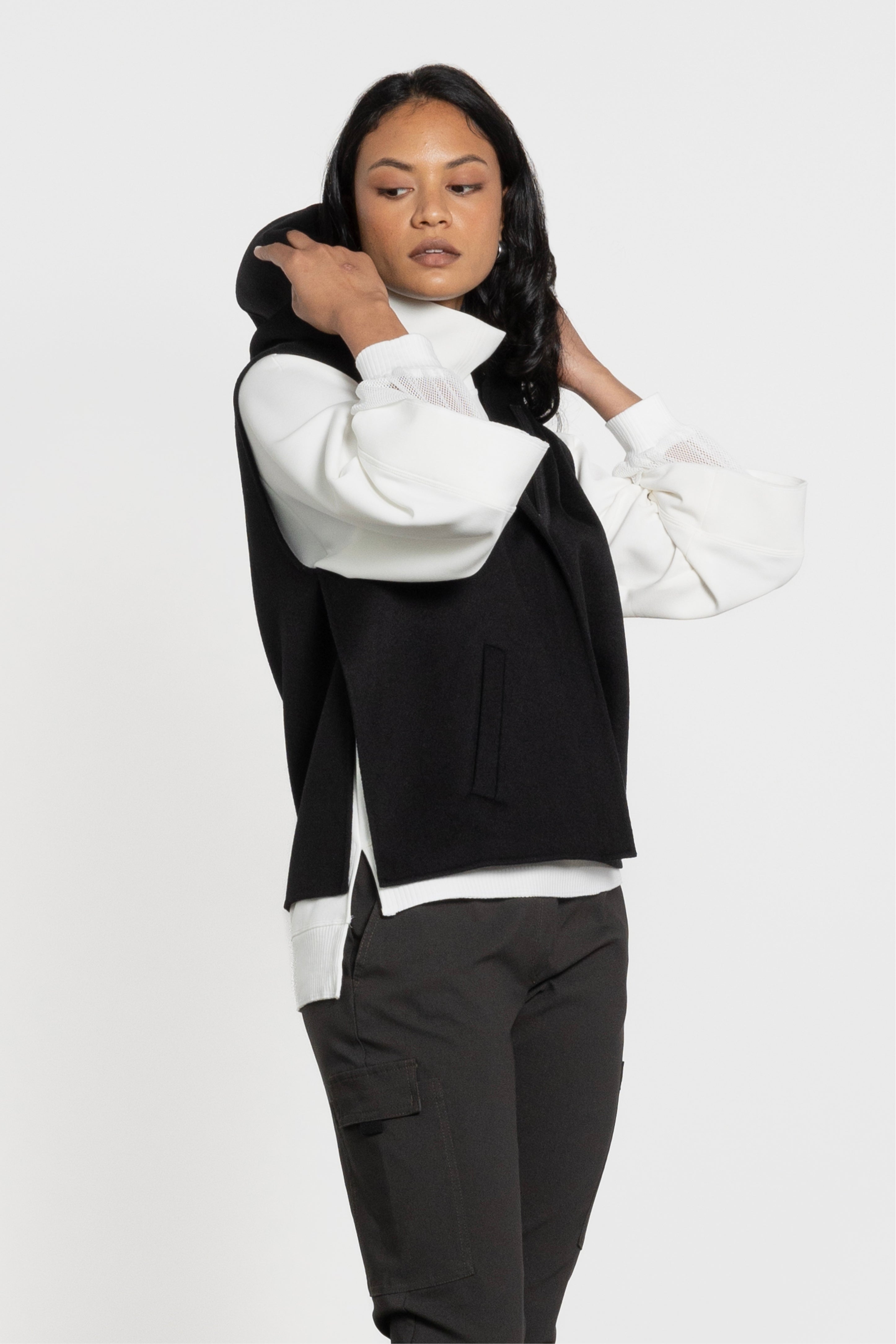 Vida Sleeveless Wool Blend Hooded Vest