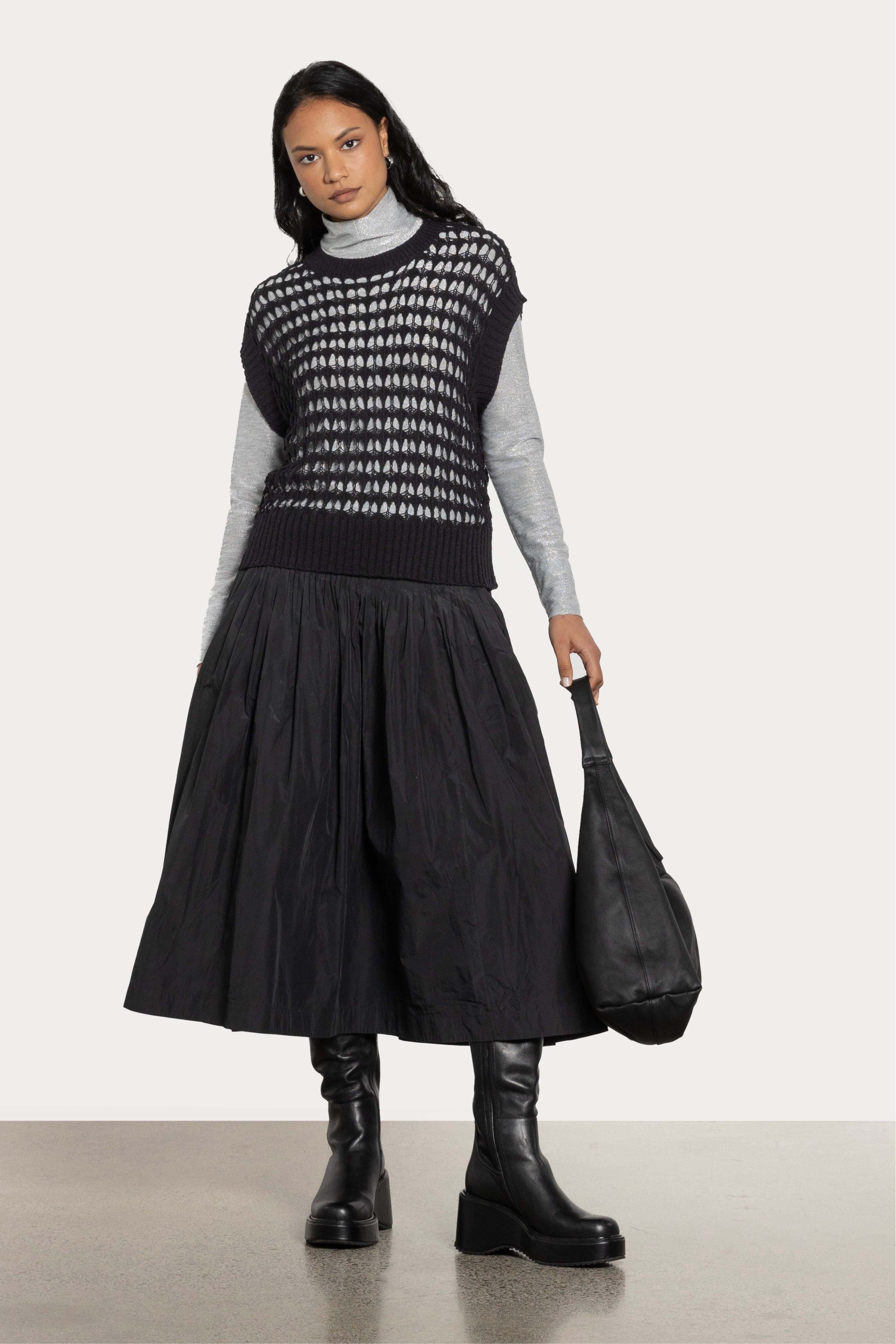Zone Pleated Midi Skirt