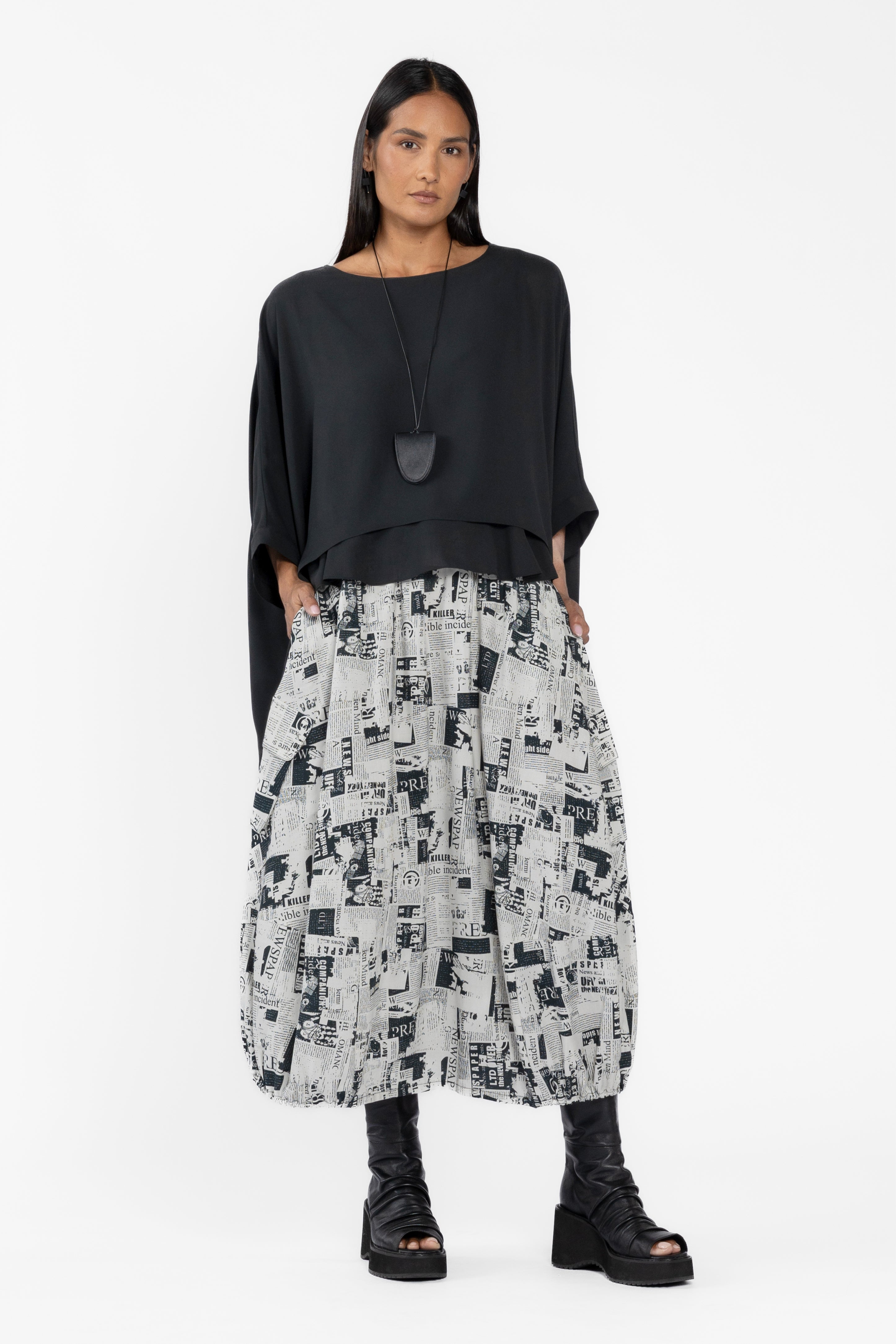Rosa Batwing Layer Top - Black