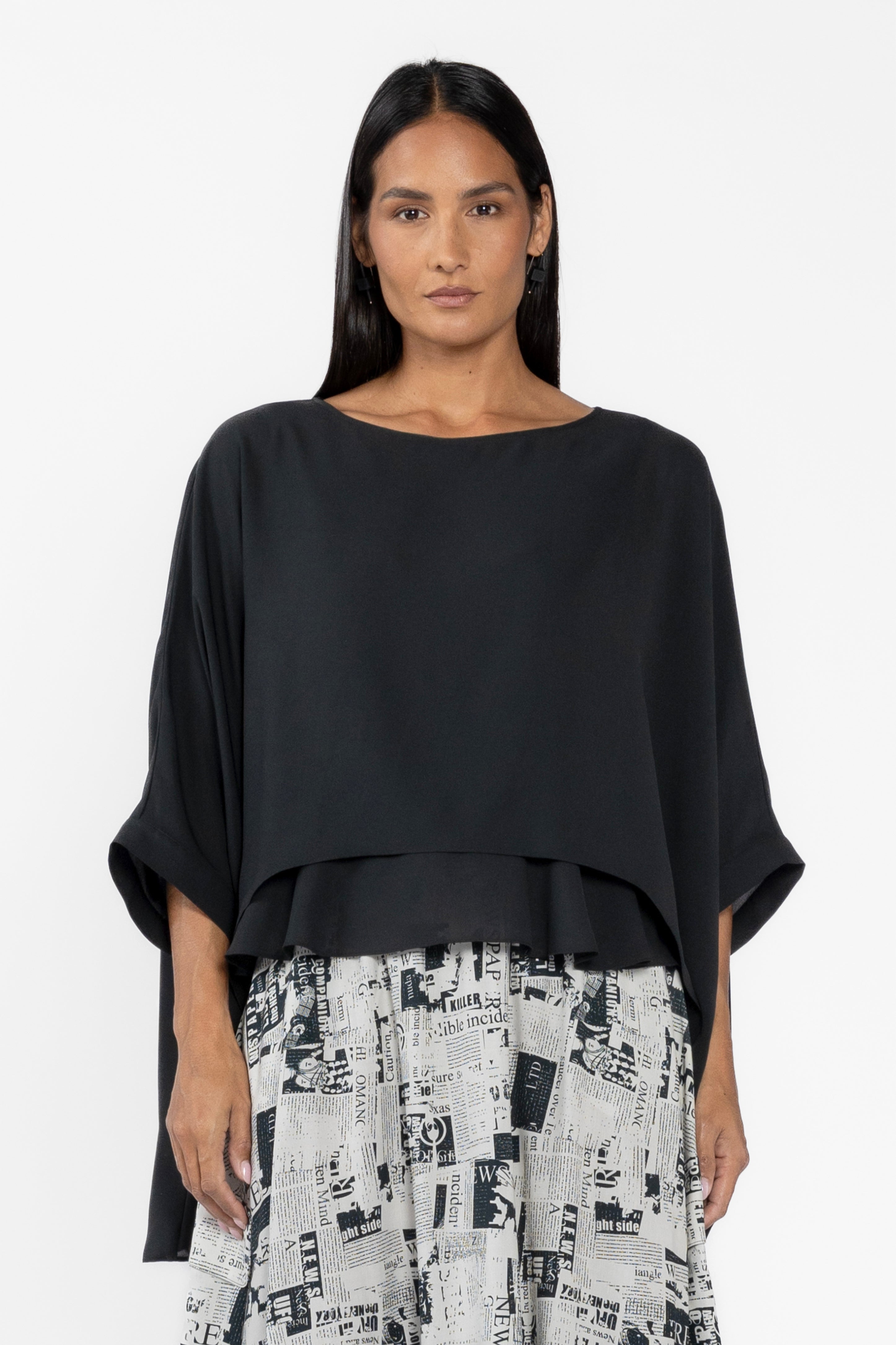 Rosa Batwing Layer Top - Black