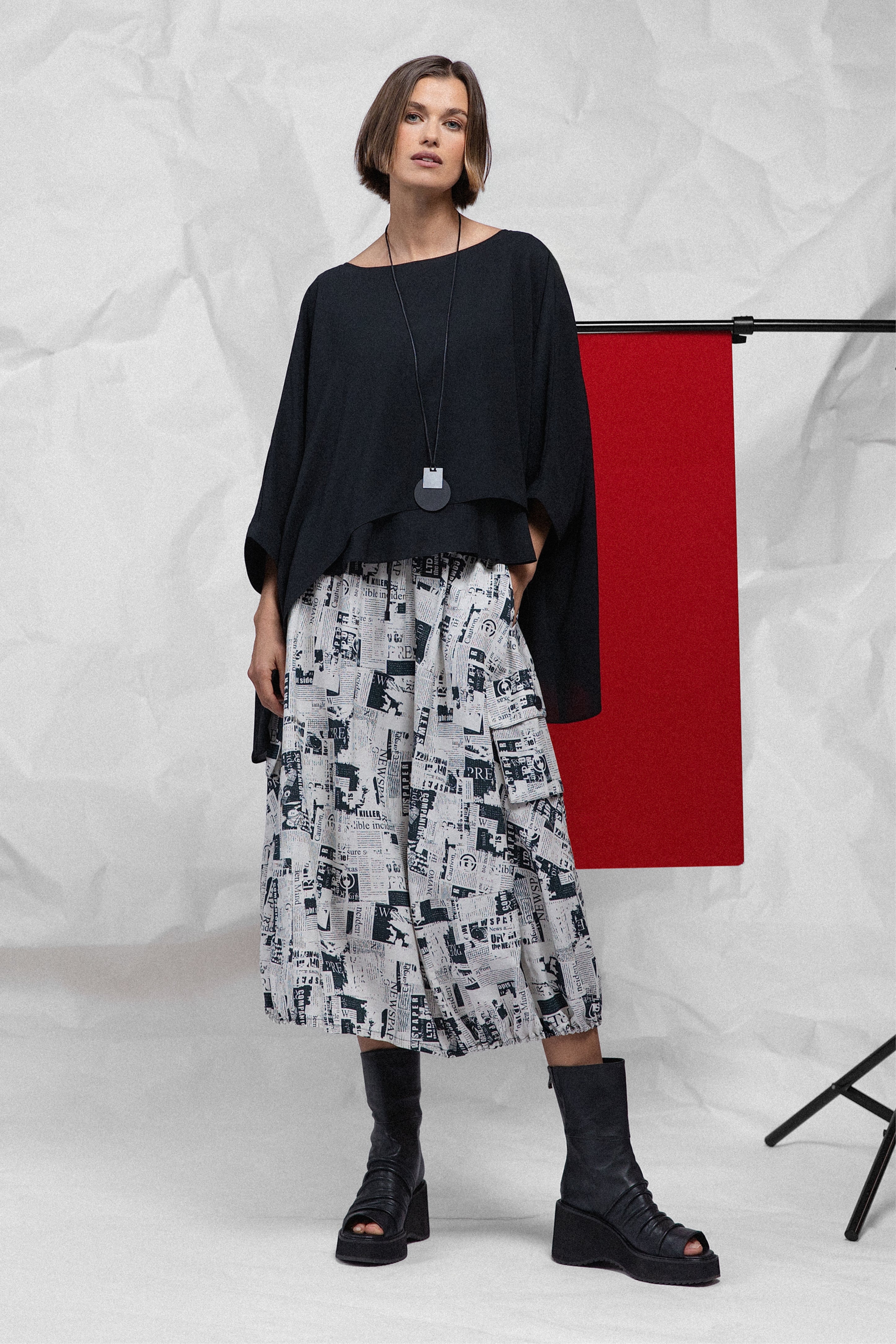 Rosa Batwing Layer Top - Black
