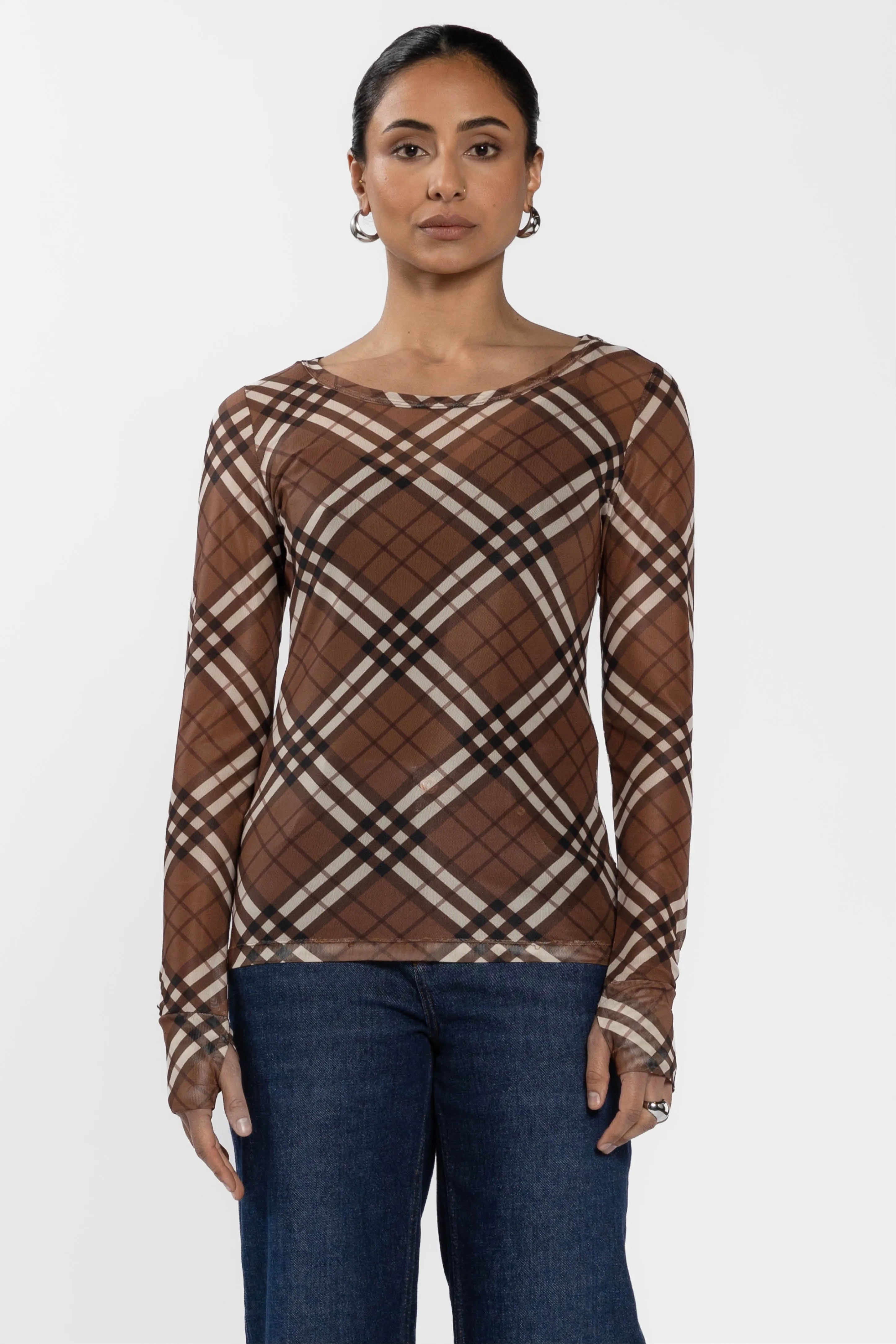 Siri Long Sleeve Fine Mesh Layering Top