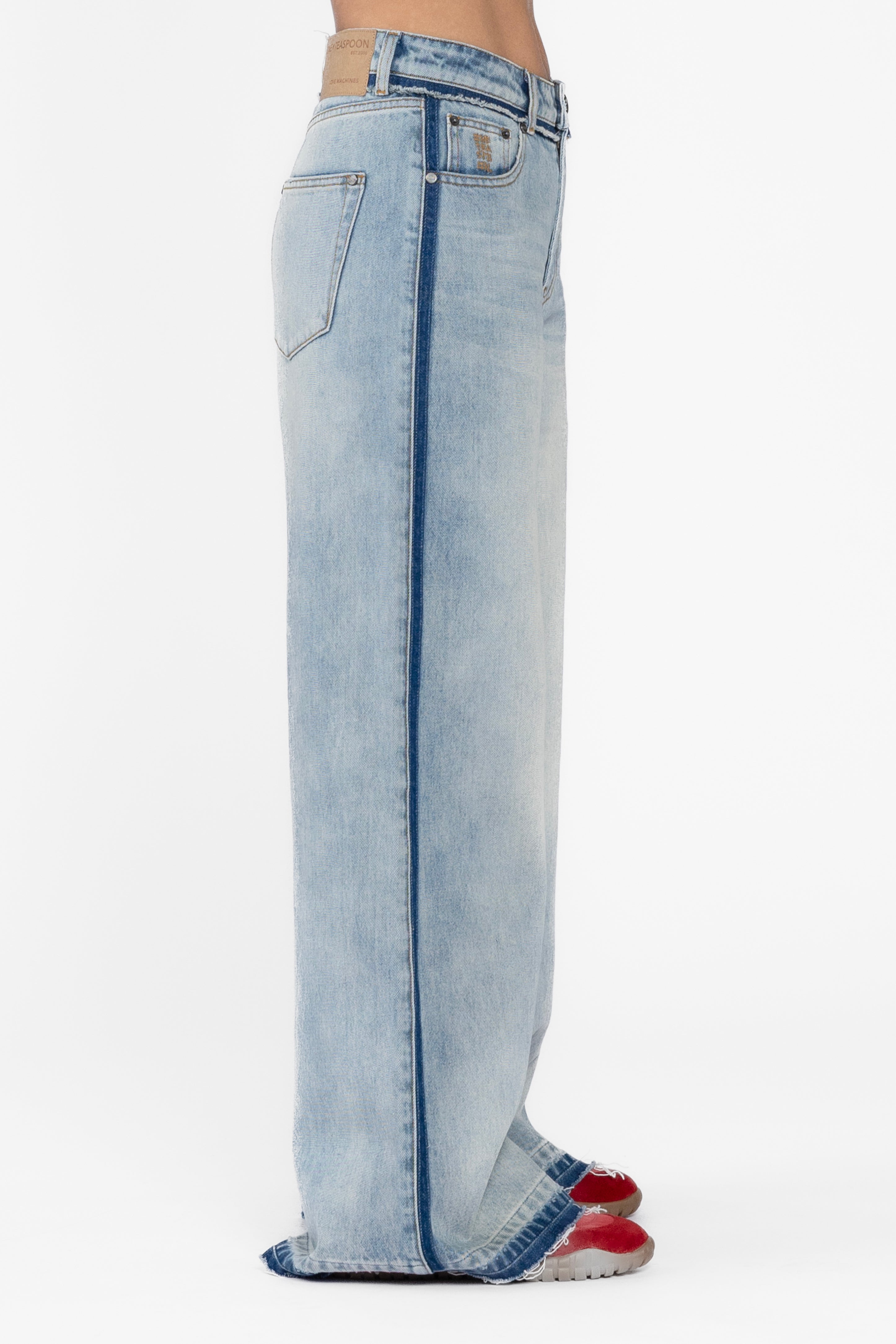Split Party  Mid Waist Wide Leg Jean