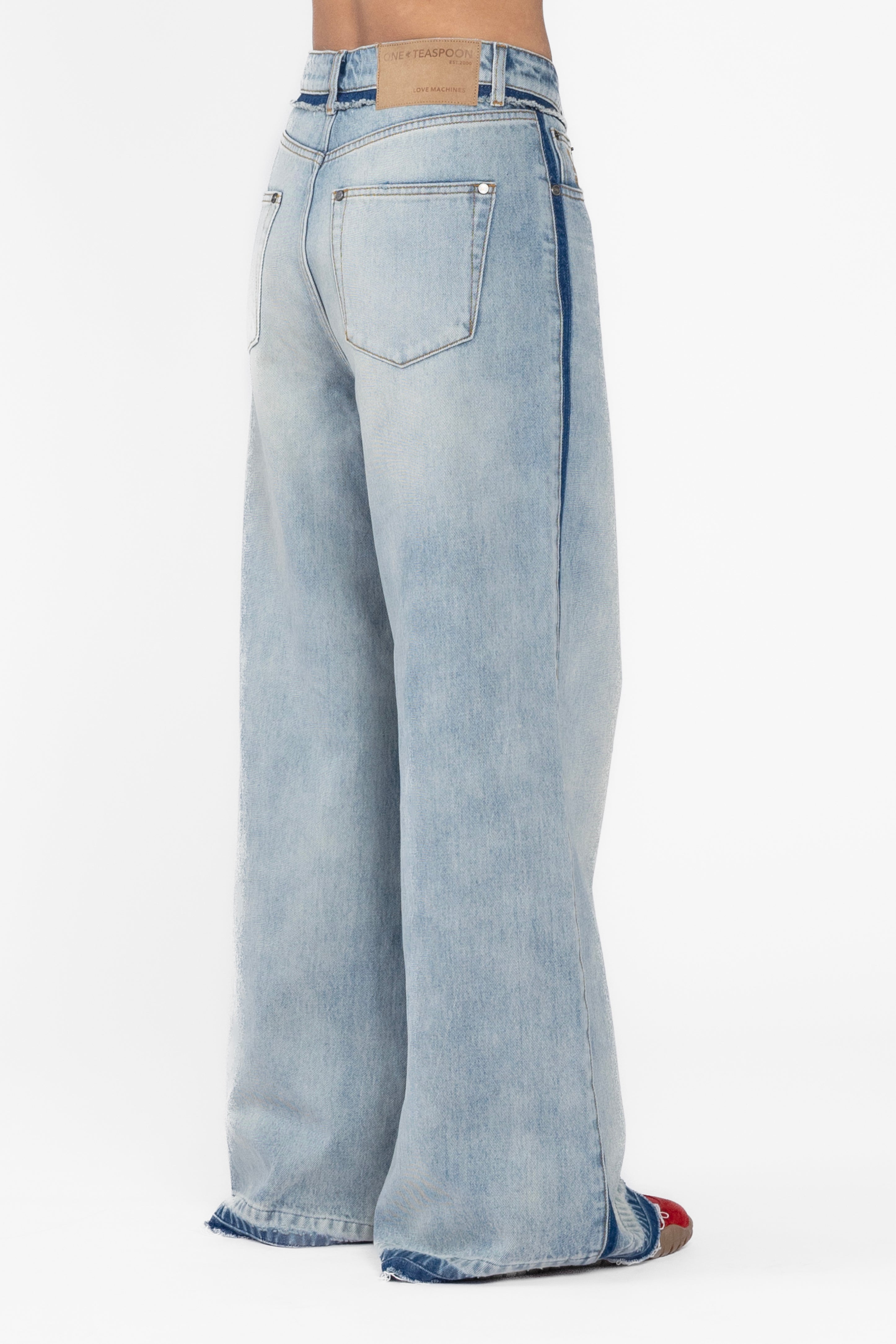 Split Party  Mid Waist Wide Leg Jean