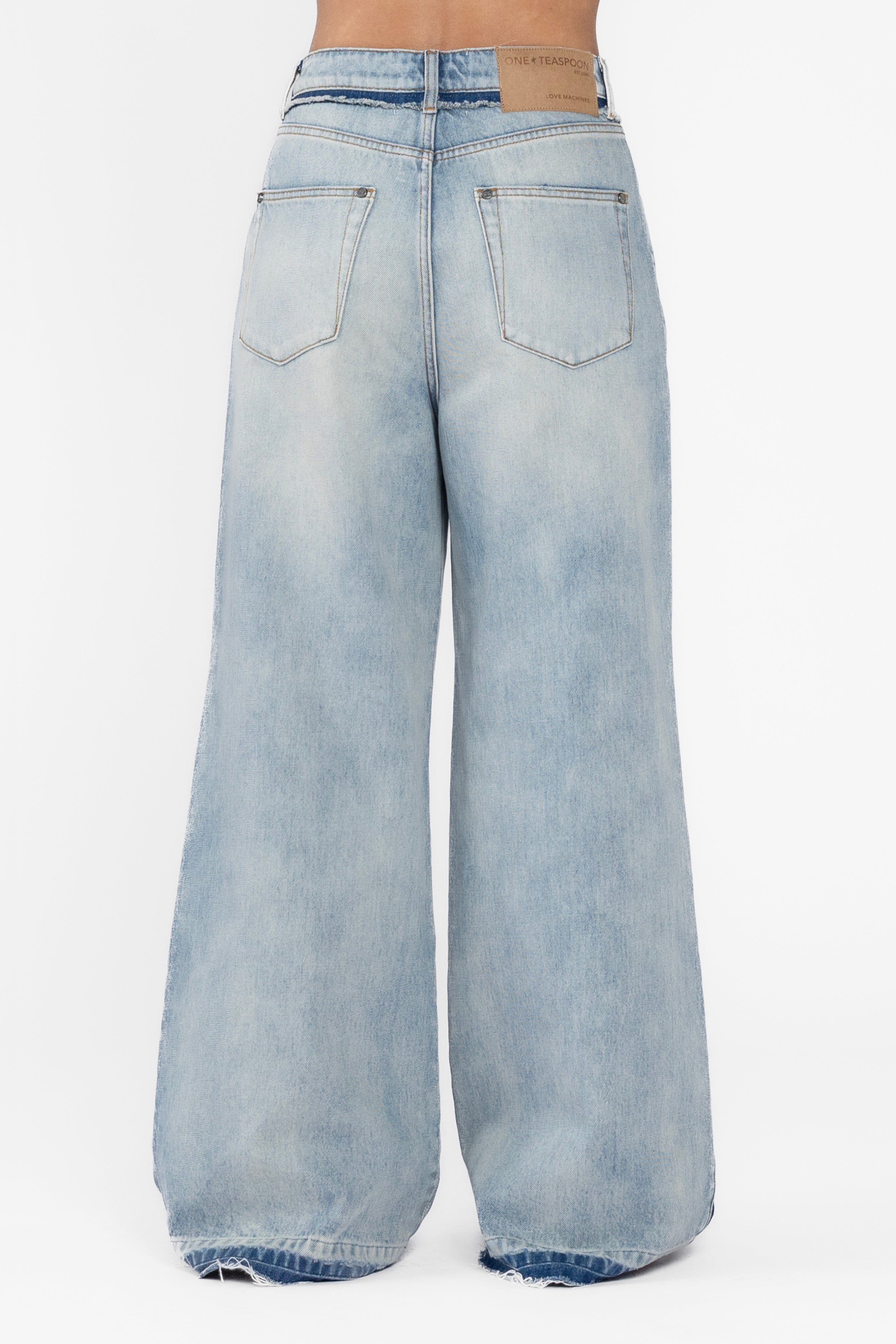Split Party  Mid Waist Wide Leg Jean