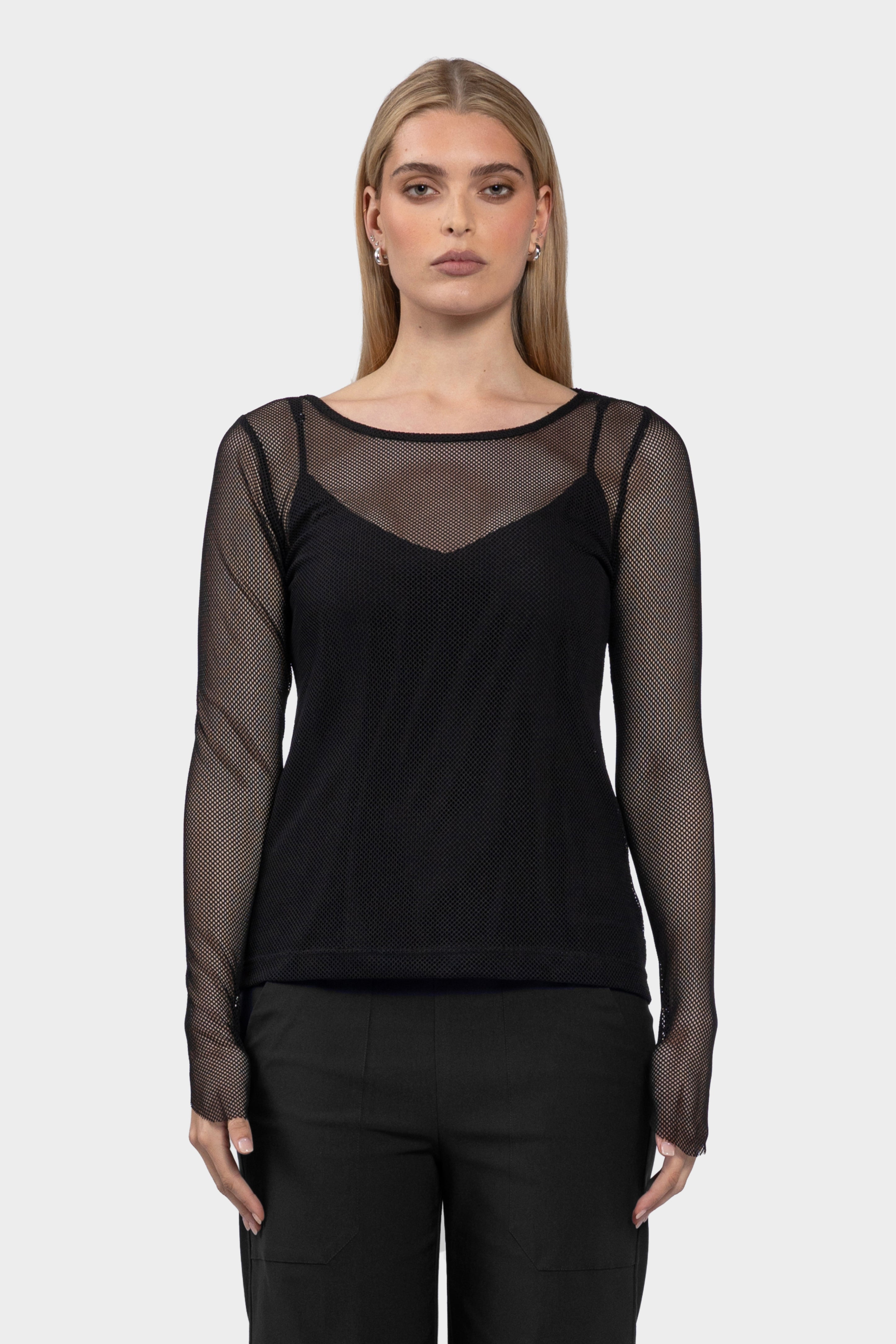Bijoux Long Sleeve Mesh Top