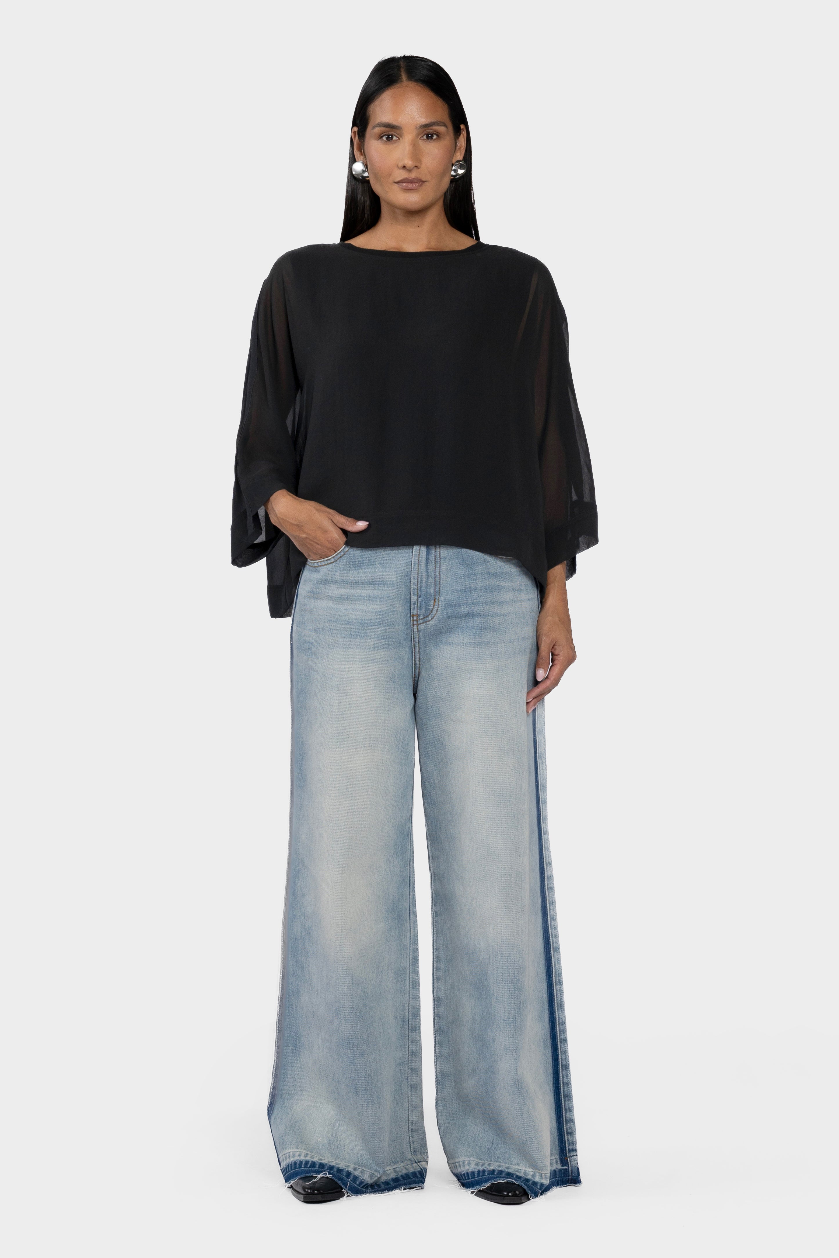 Sandi Batwing Sleeve Chiffon Top