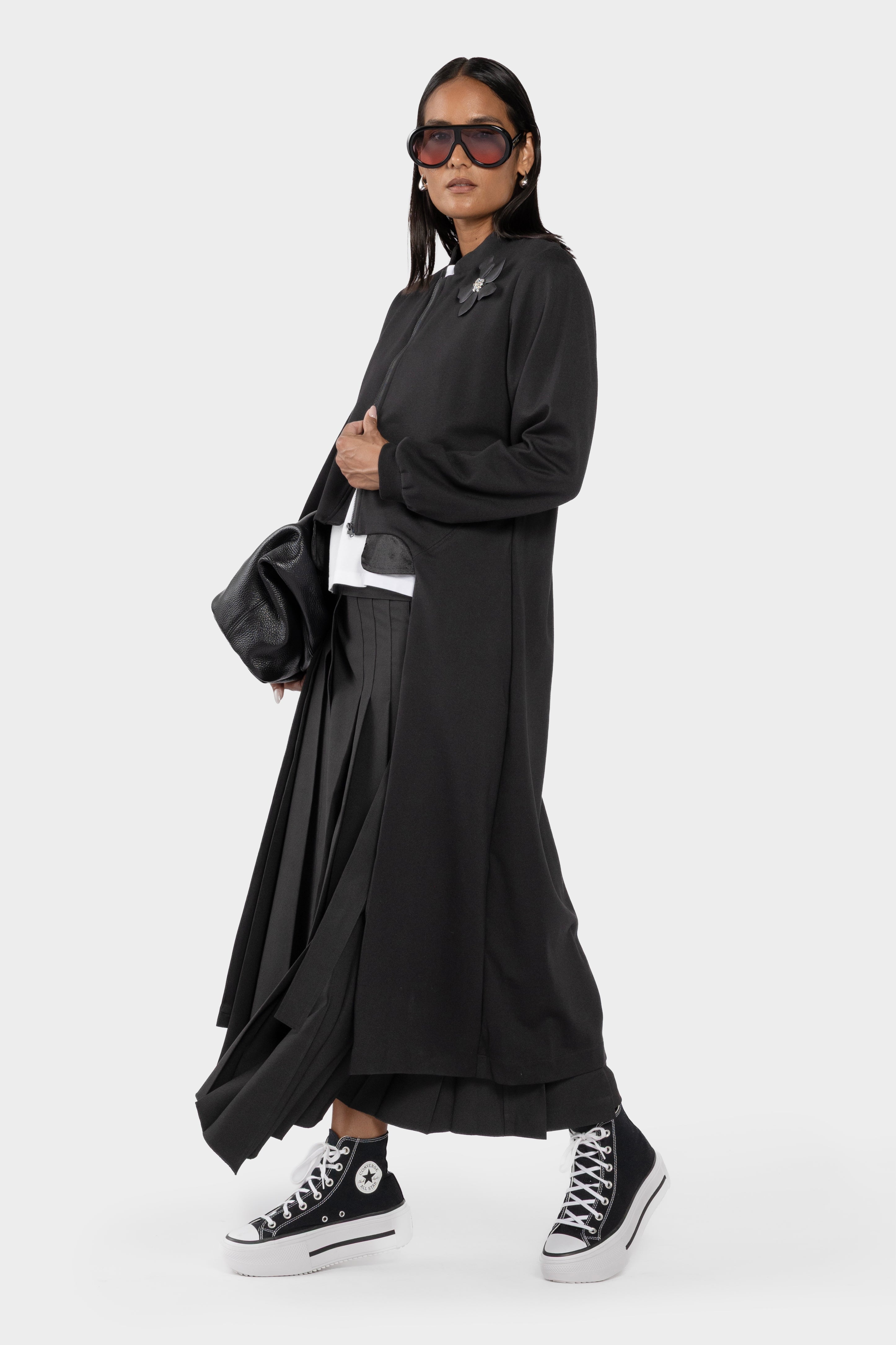 Harper Long Coat (With Lotus Brooch)