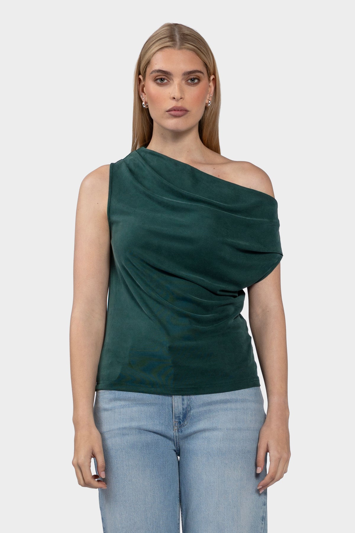 Verdi Asymmetric Knit Top - Emerald