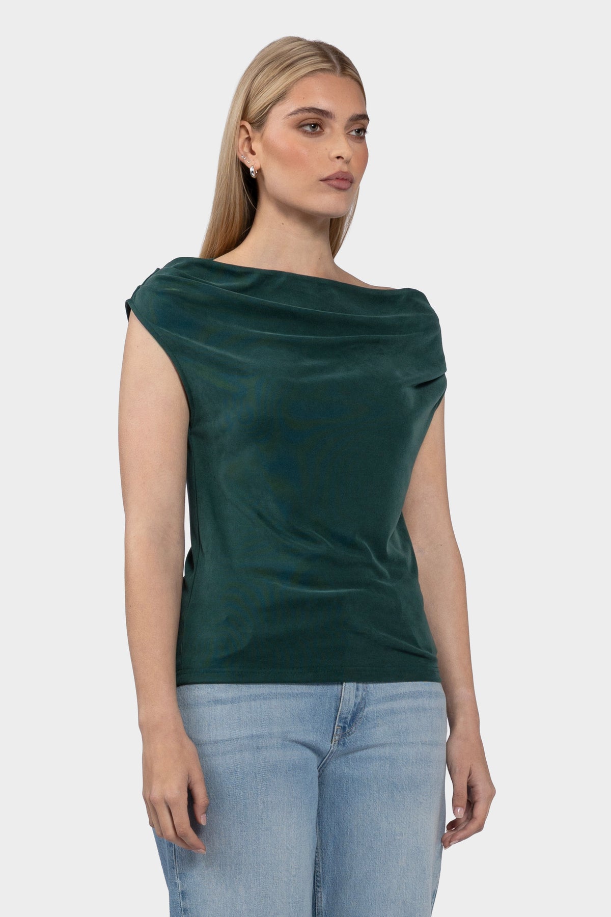 Verdi Asymmetric Knit Top - Emerald