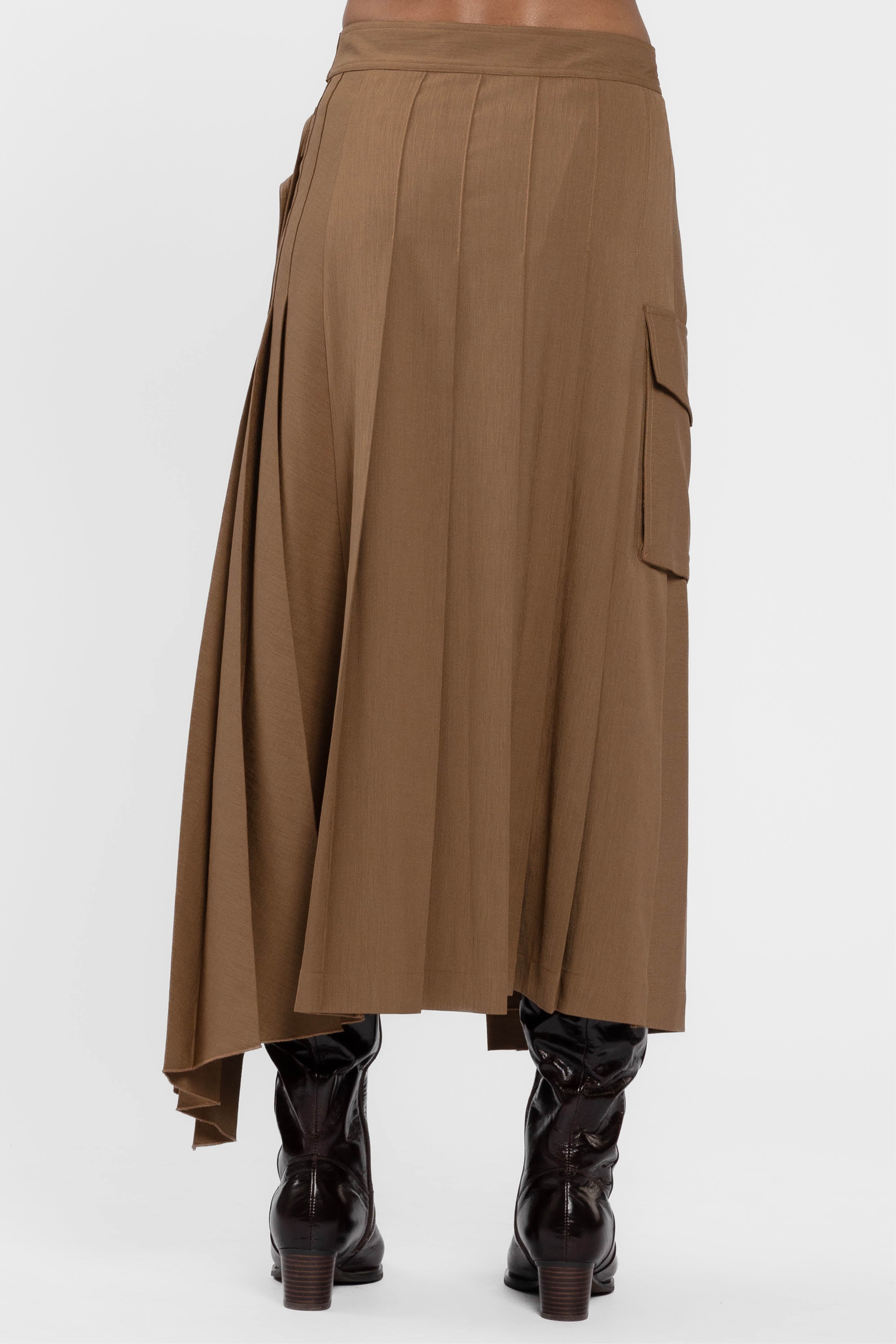 Warrick Asymmetric Pleated Long Skirt