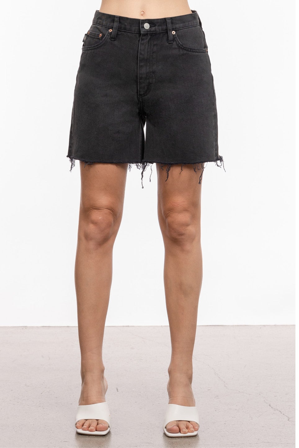 Black denim shop shorts nz