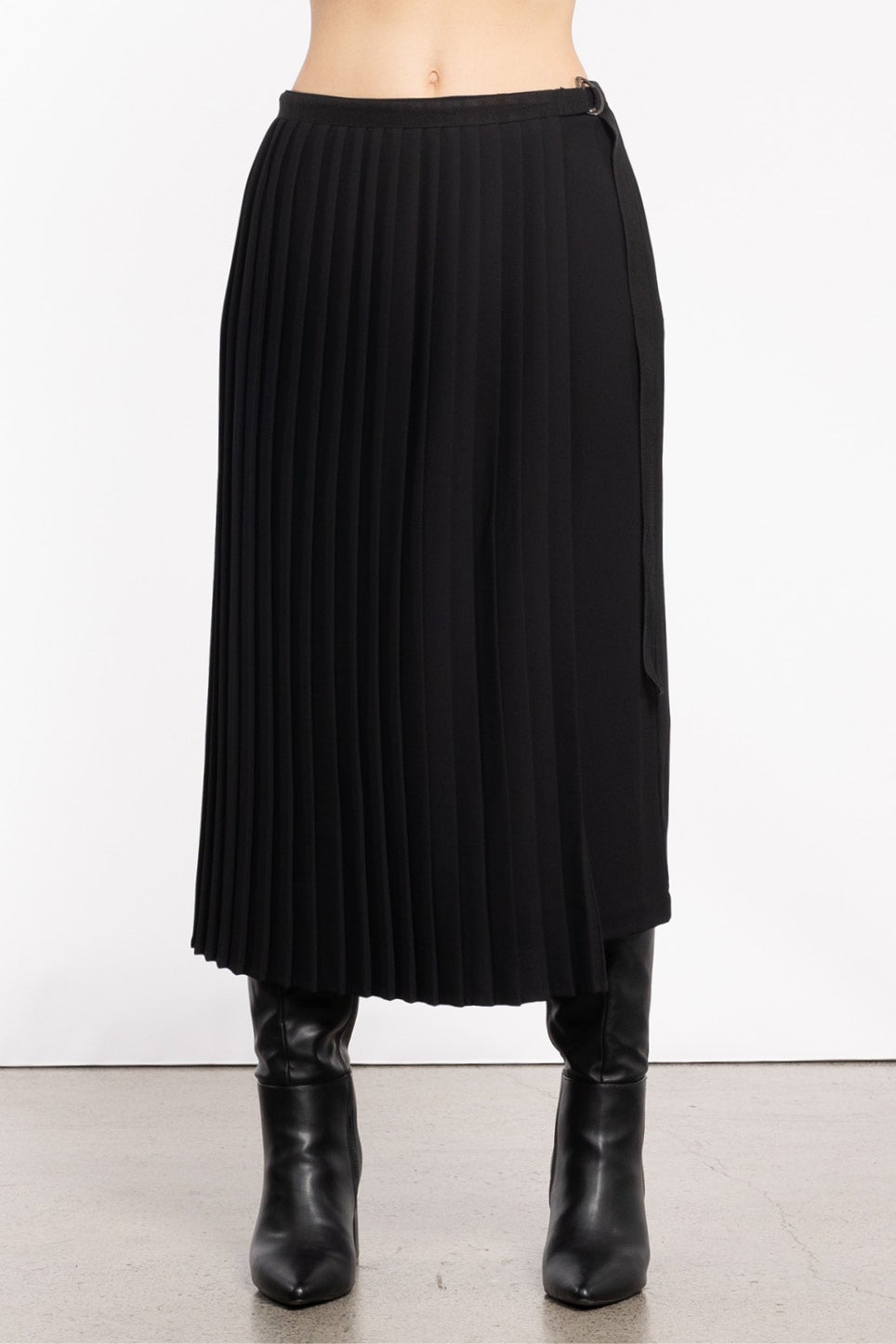 Black pleated outlet midi skirt nz