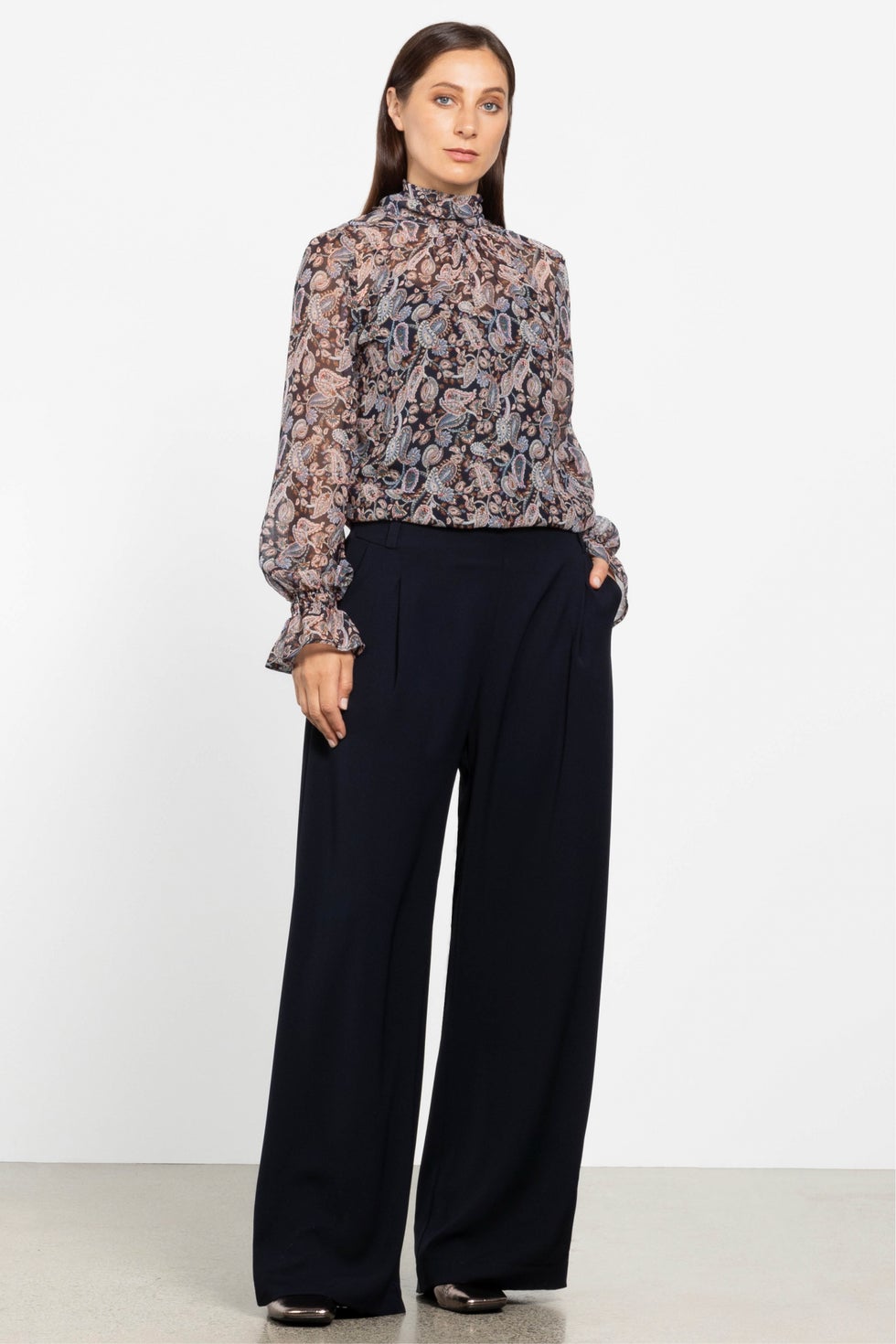 Bonnie Wide Leg Pant in Blue | Repertoire