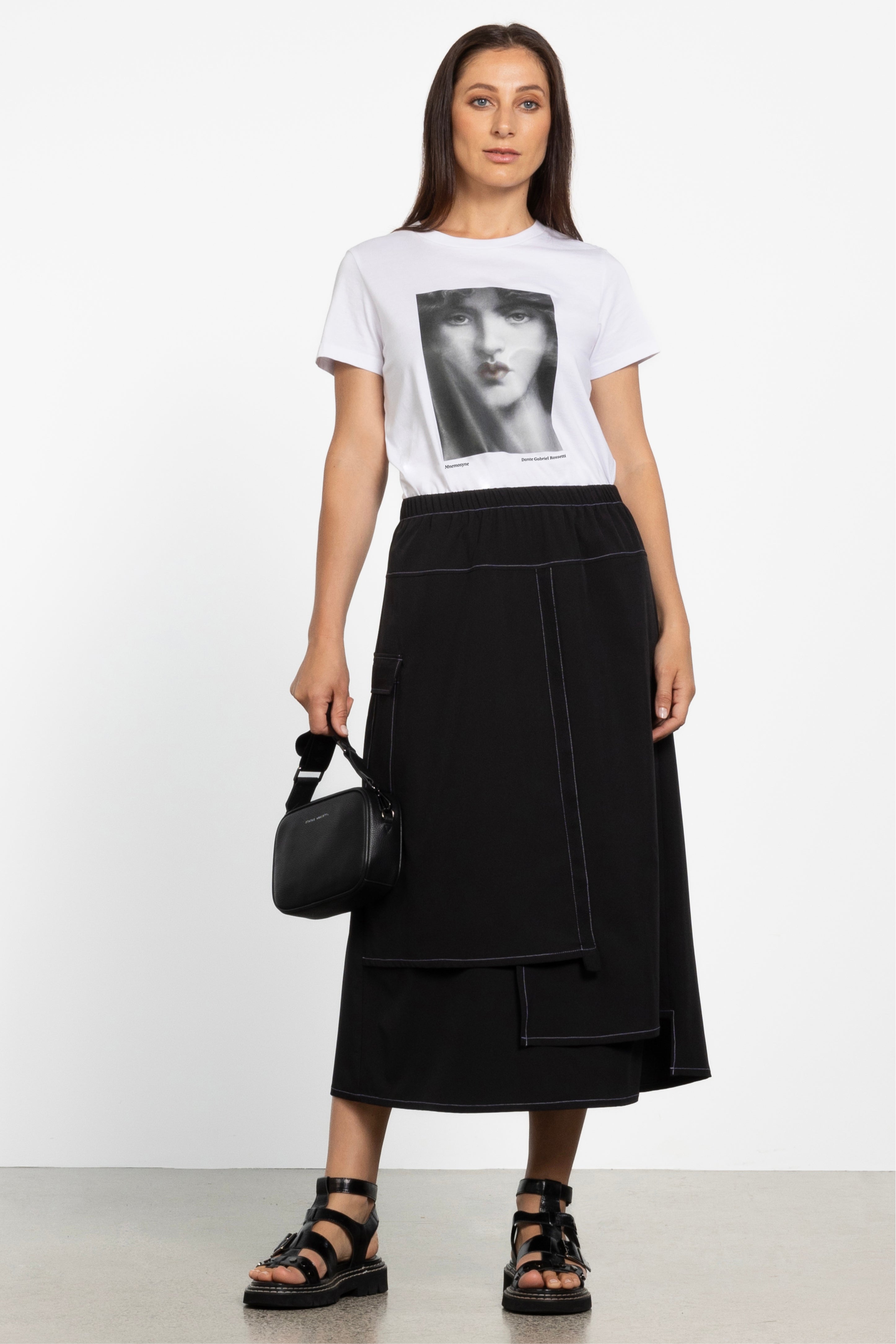 Etienne Asymmetric Layered Skirt in Black Repertoire