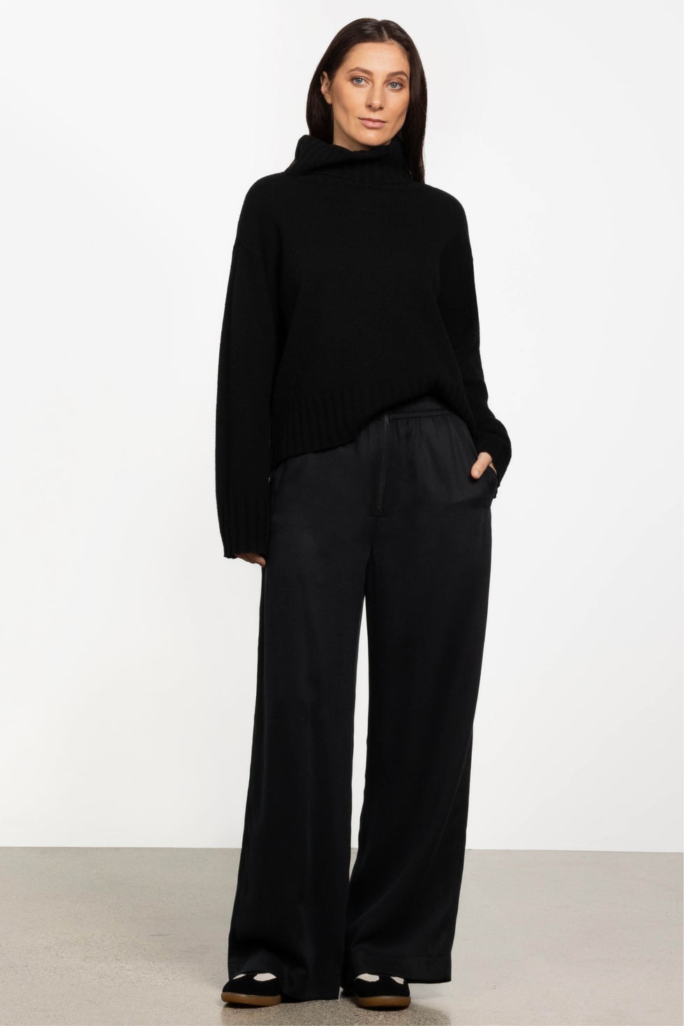 Georgie Wide Leg Pant in Black | Repertoire