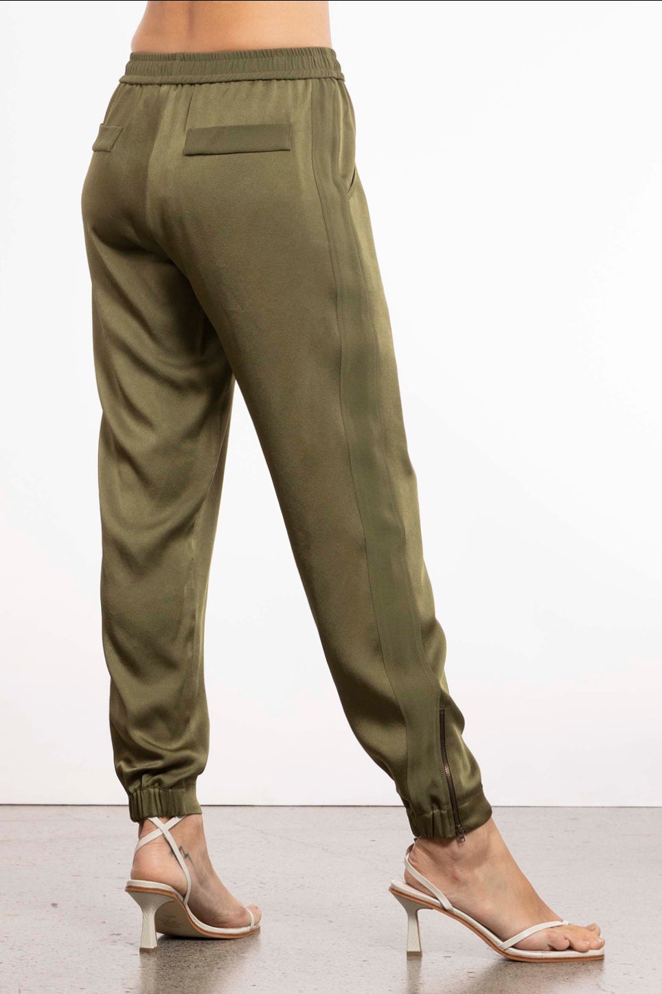 Green on sale silk joggers