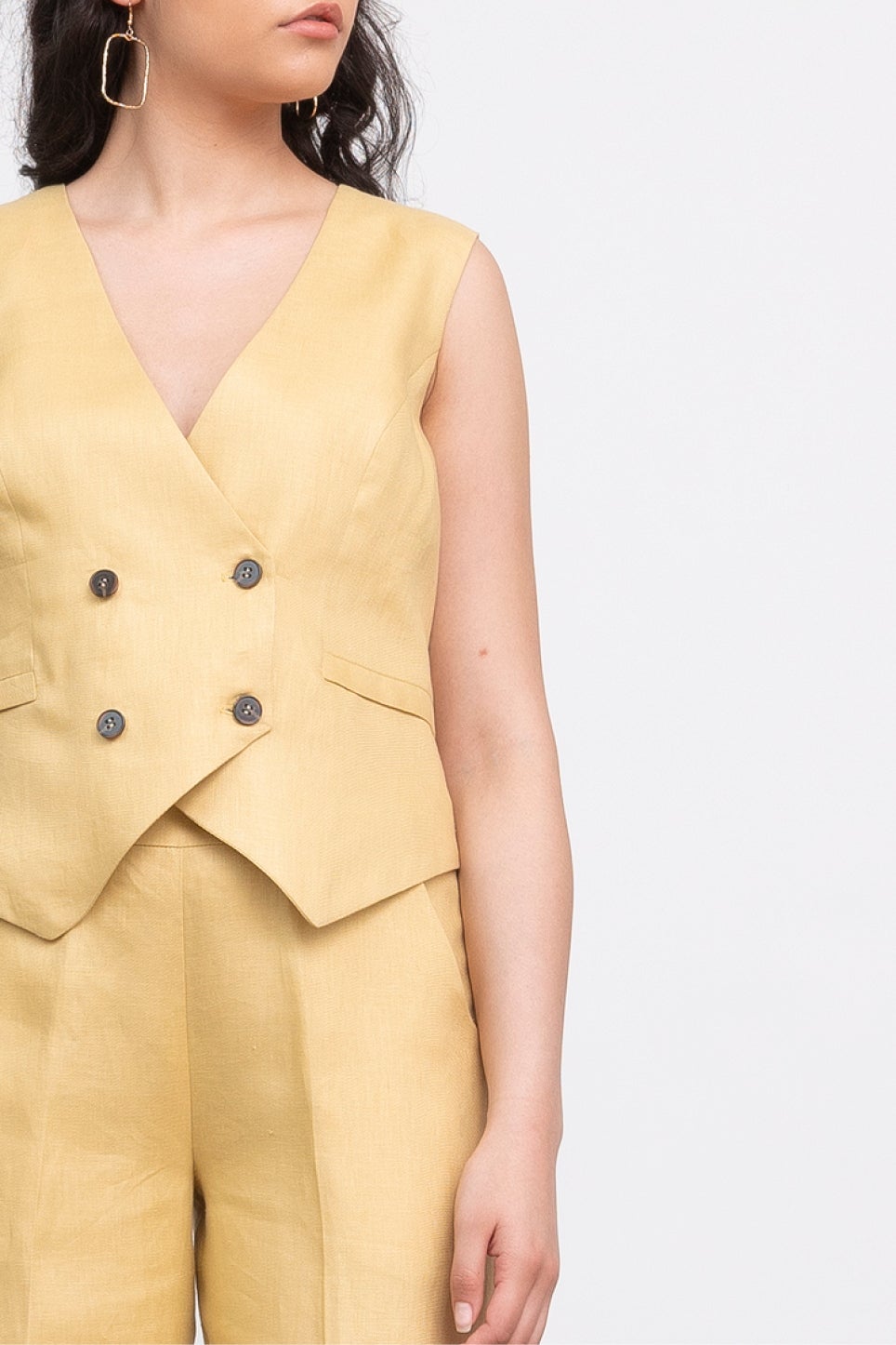 Yellow double clearance breasted waistcoat