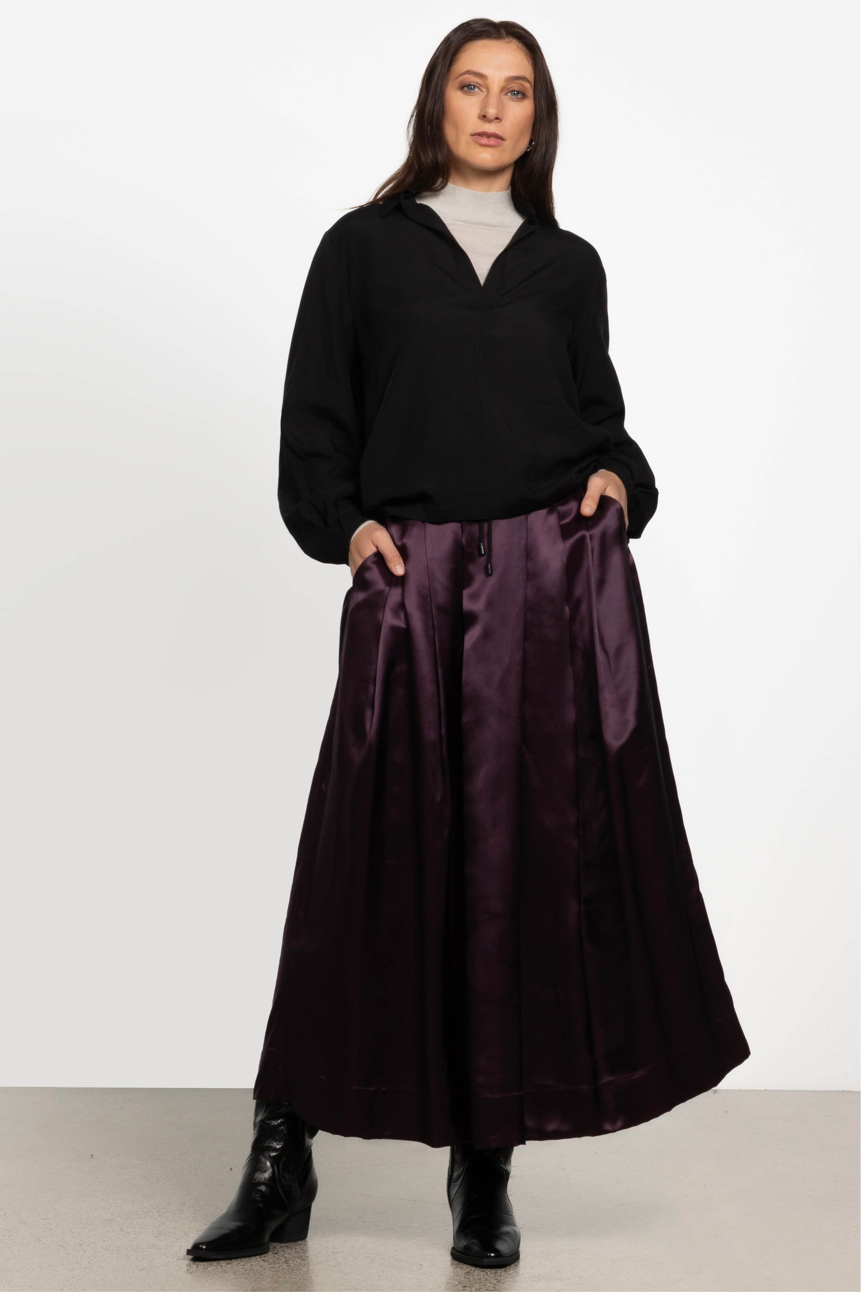 Lisbon A line Long Skirt in Purple Repertoire