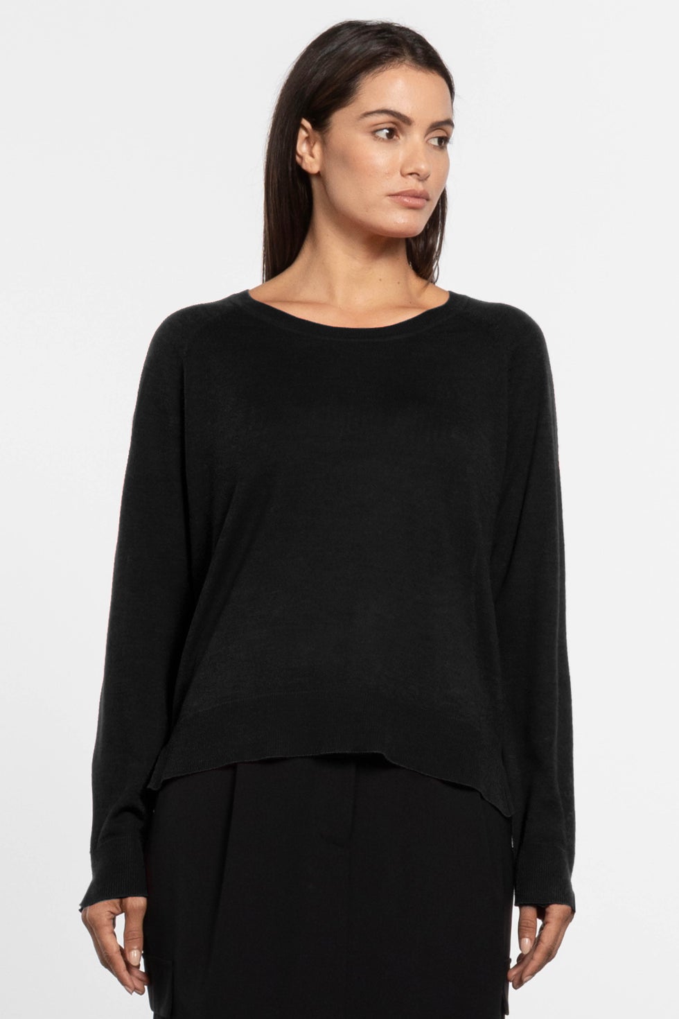 Micah Wool & Silk Knit Top in Black | REPERTOIRE | Repertoire