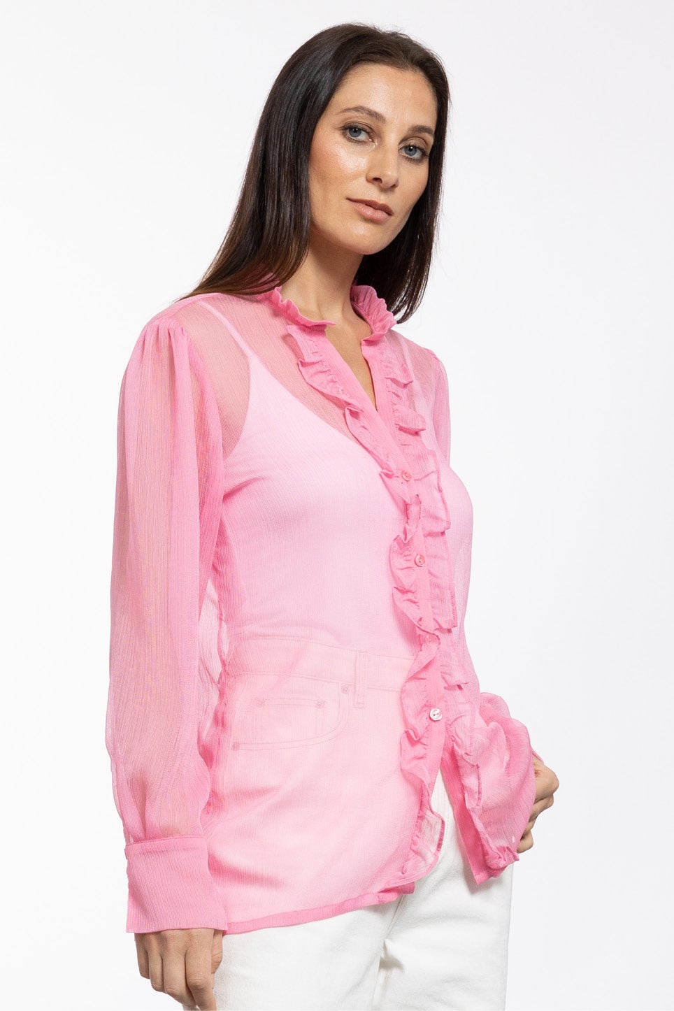 Pink Ruffle Shirt