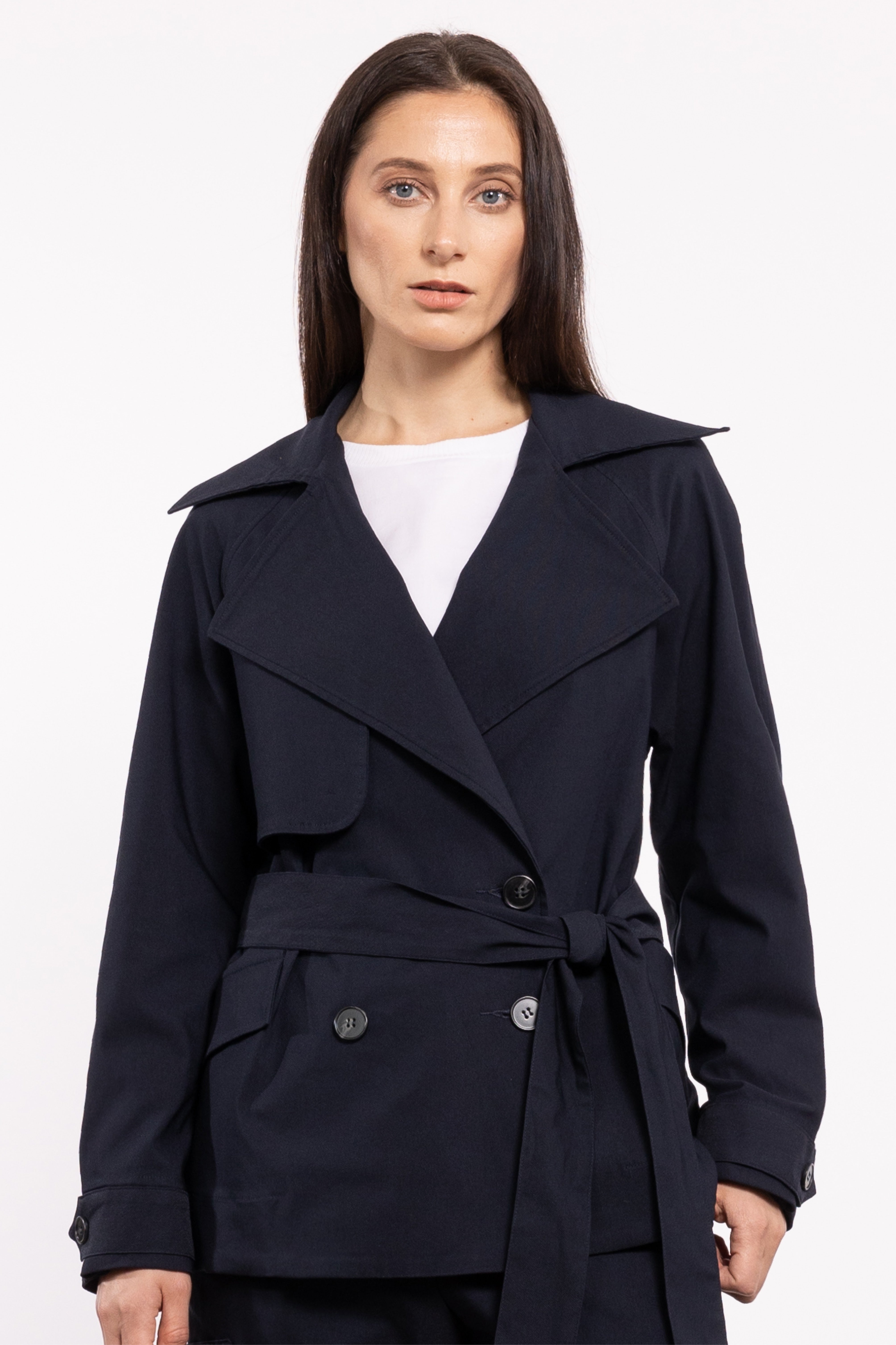 Blue short 2024 trench coat