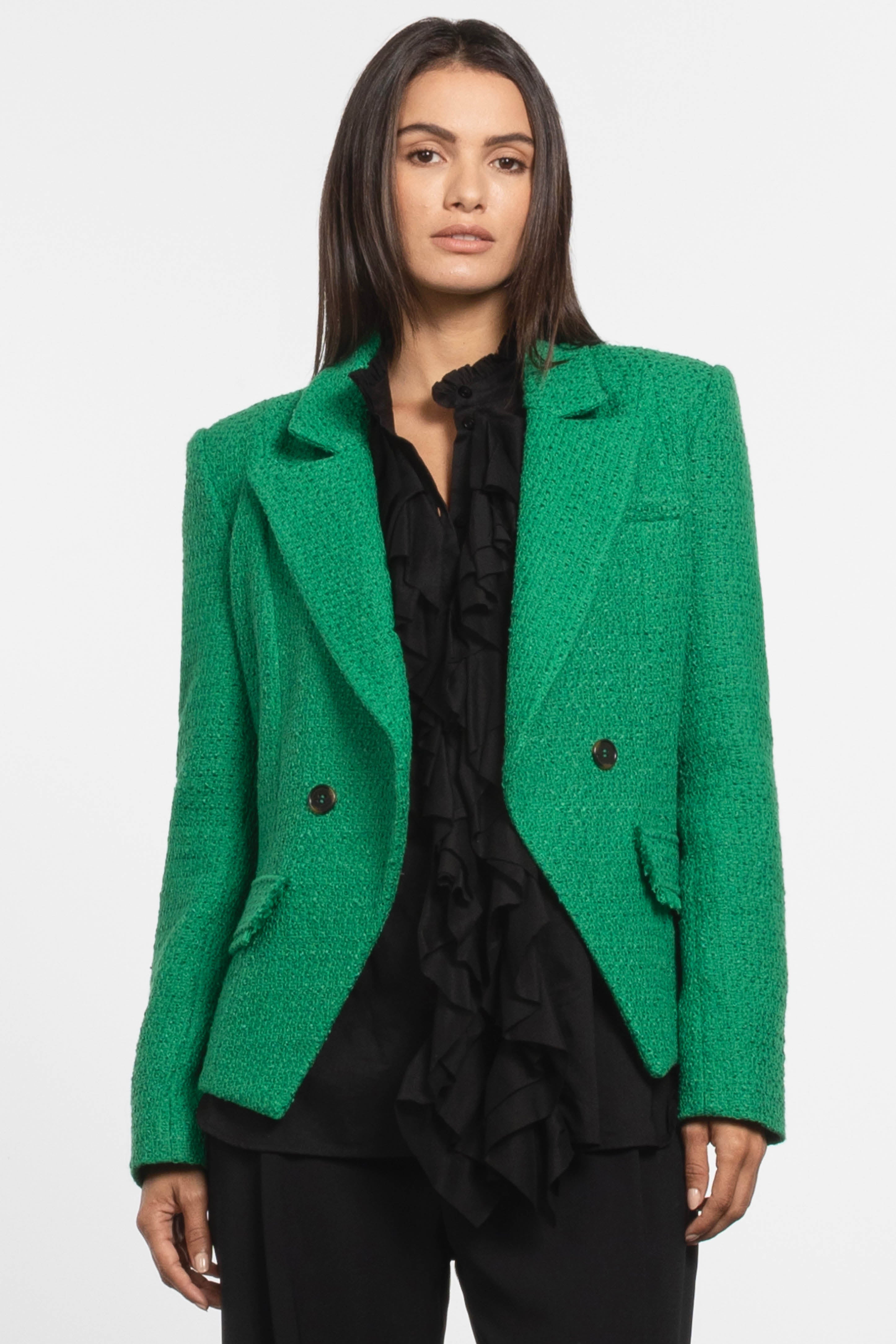 Green boucle jacket best sale