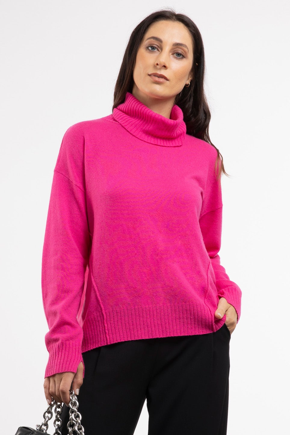 Split Hem Knit Jumper in Pink | STORY BY REPERTOIRE | Repertoire